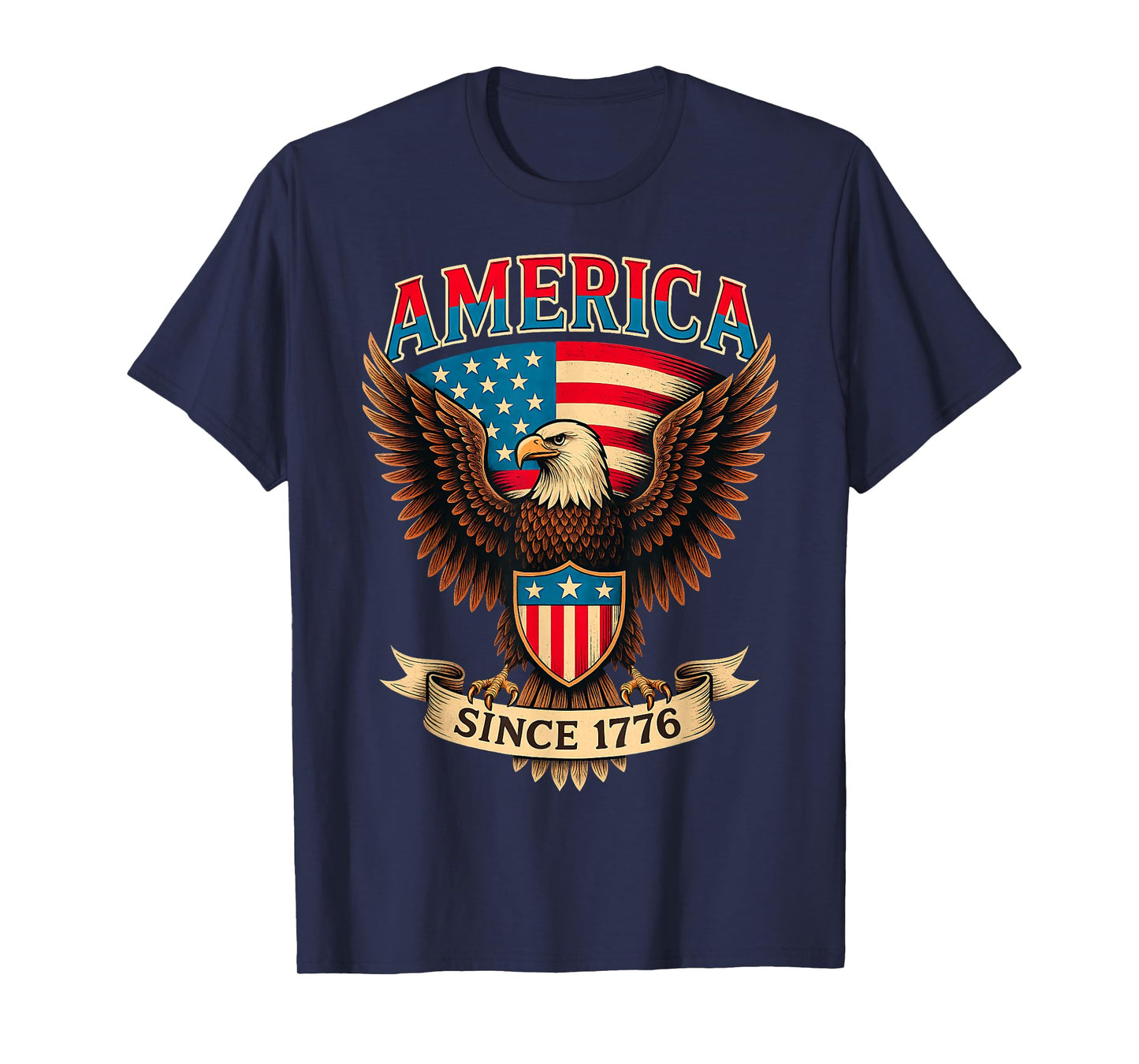 America Since 1776 Bald Eagle American Flag 4th of July T-Shirt