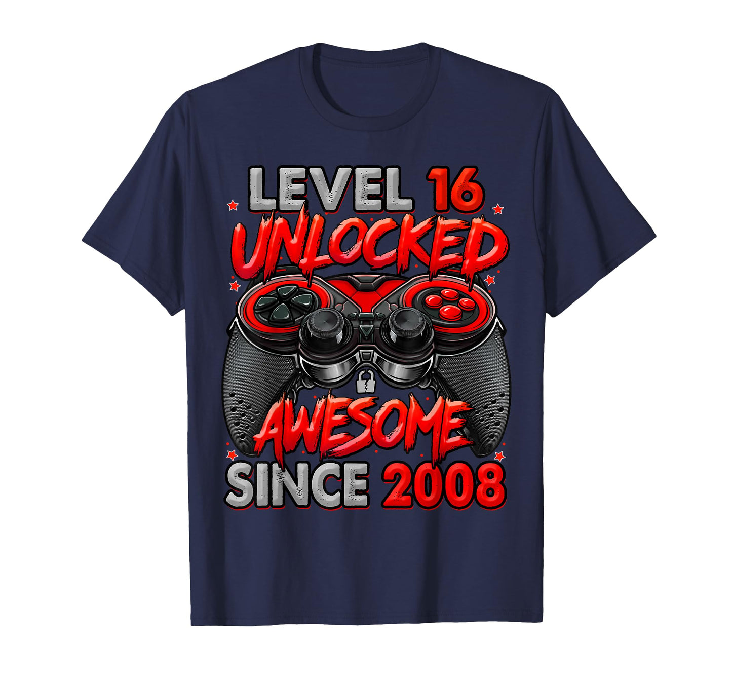Level 16 Unlocked Awesome Since 2008 Gaming 16th Birthday T-Shirt