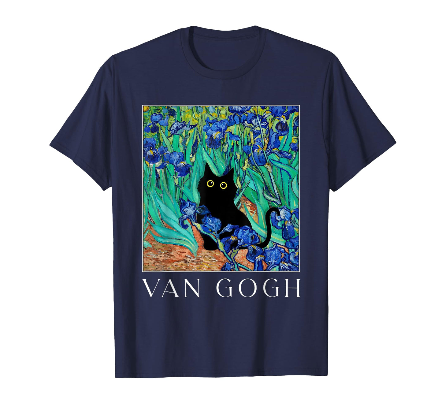 Funny Van Gogh Iris Flowers Cat Meme Van Gogh Art Graphic T-Shirt