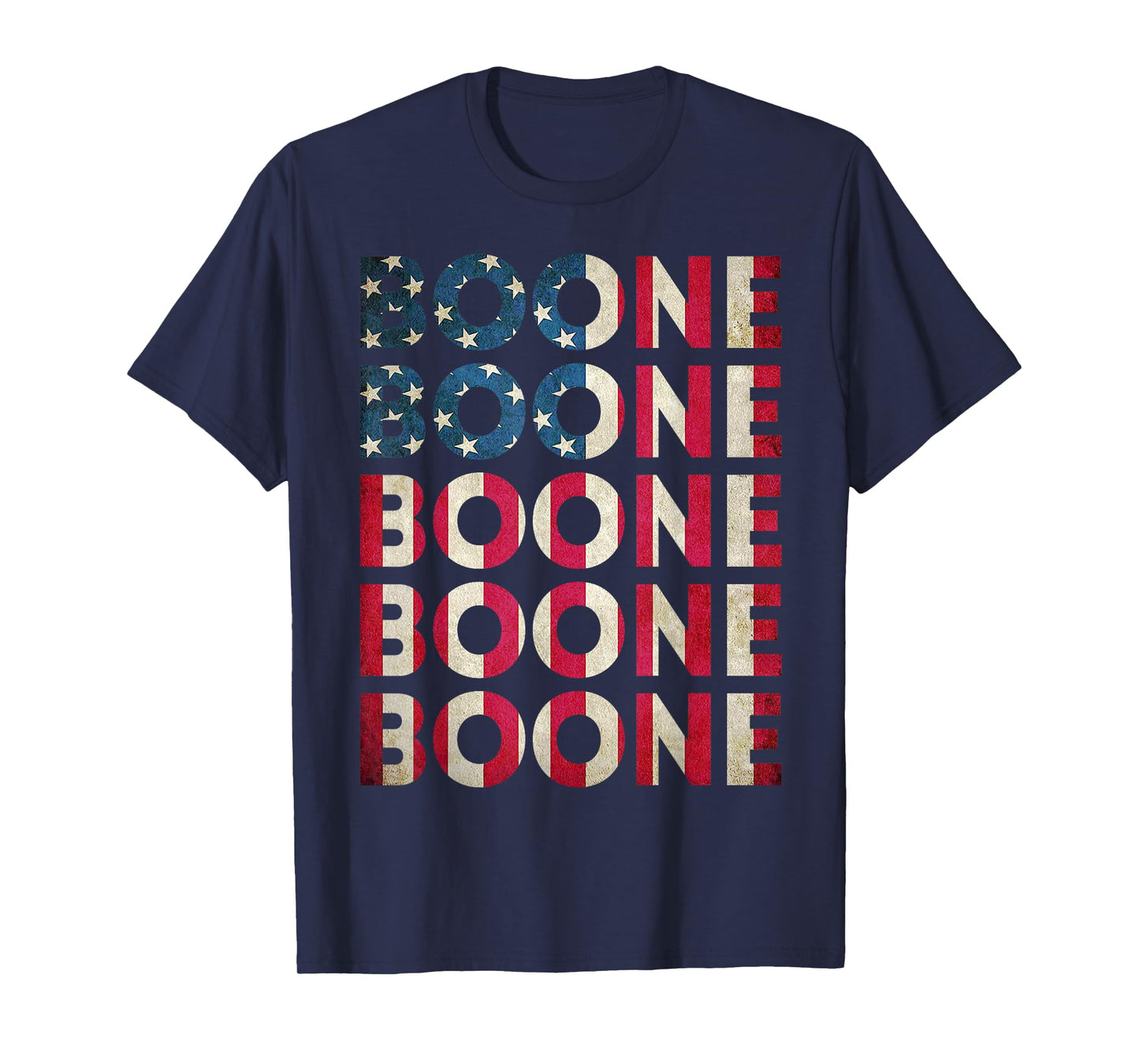 Boone Personalized Name Vintage Retro US Flag Woman Man T-Shirt