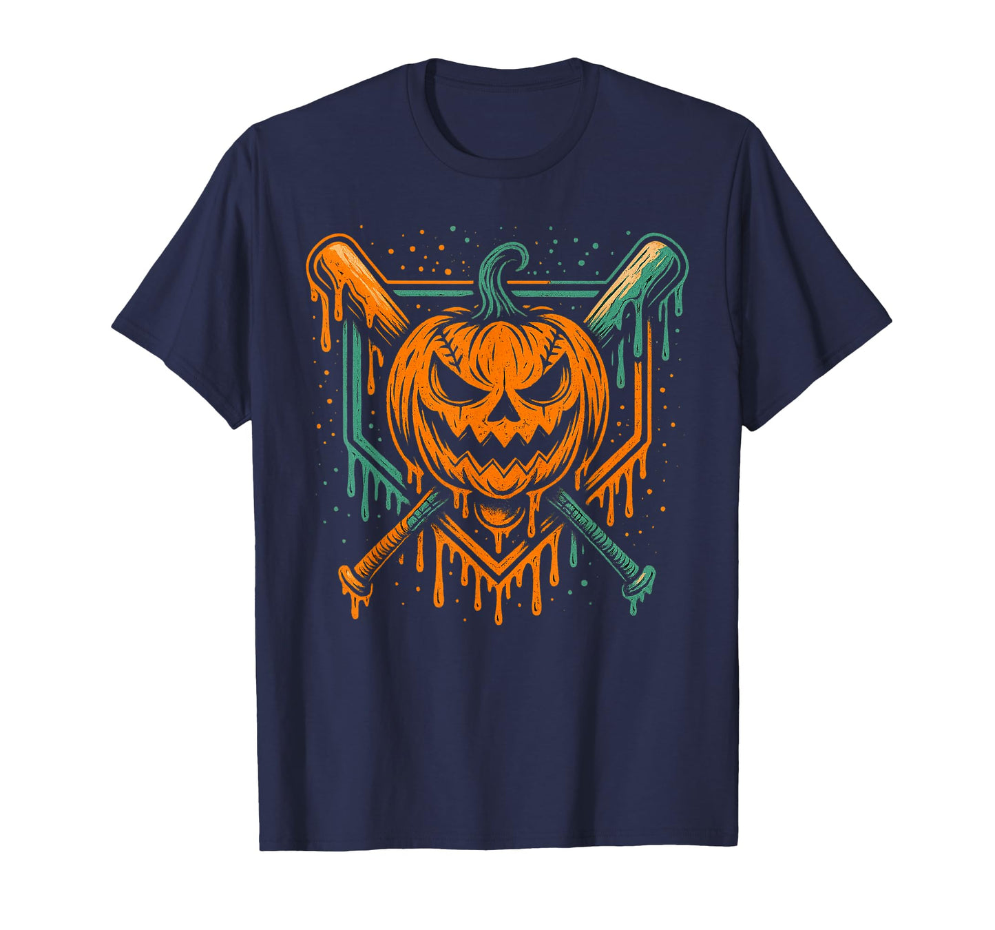 Pumpkin Halloween Baseball Ice Cream Drip Spooky Boys Youth T-Shirt