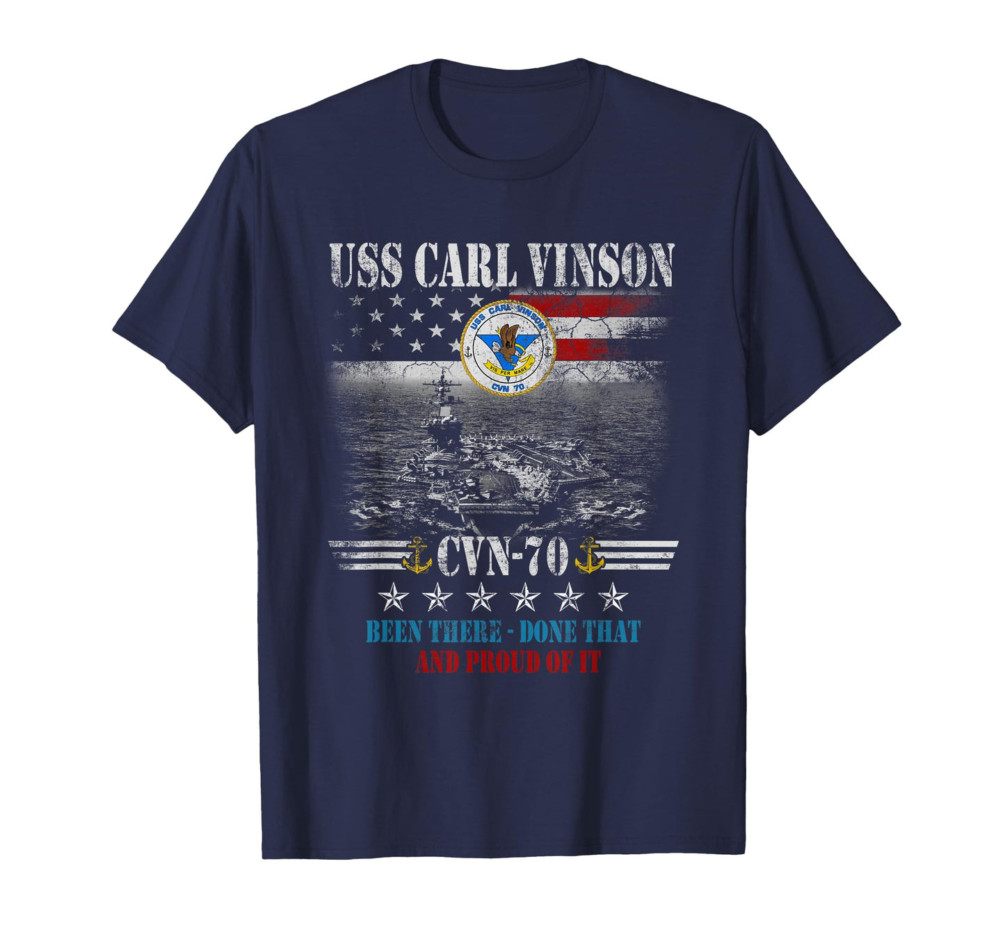 USS Carl Vinson CVN-70 Aircraft Carrier Veteran Flag Mens T-Shirt
