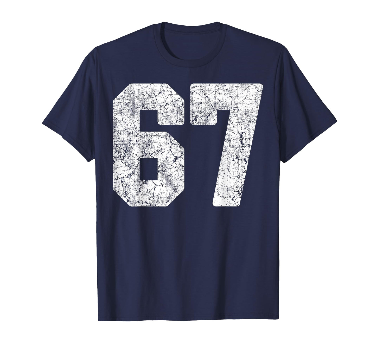 Distressed White Number 67 Jersey Player Uniform #67 Grunge T-Shirt