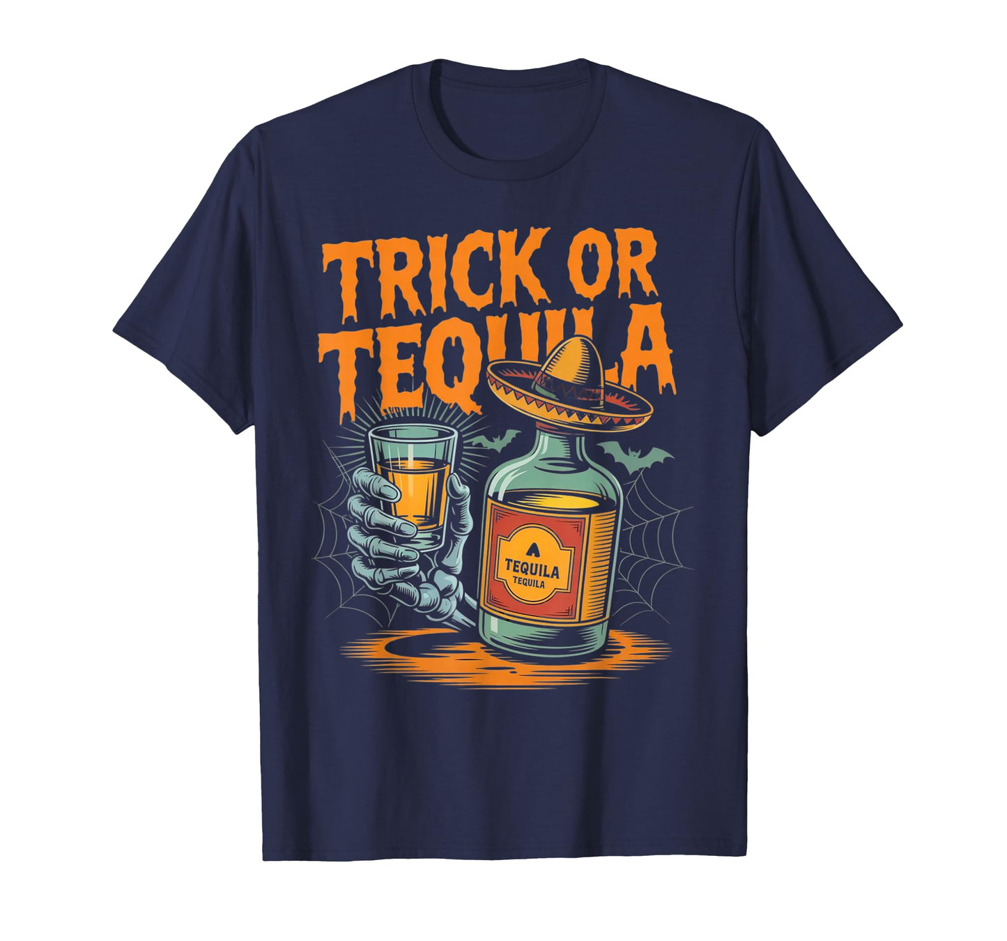 Trick or Tequila Bartender Men Women Funny Halloween Costume T-Shirt