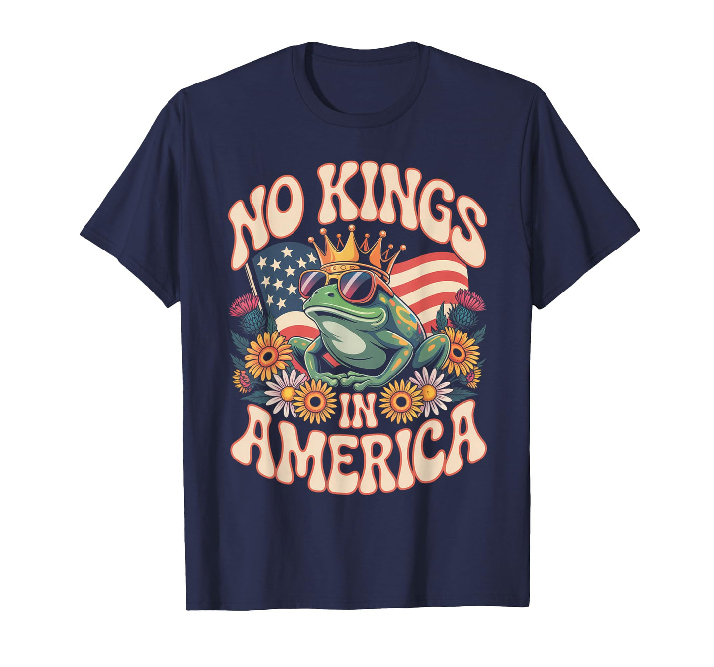 No Kings in America Retro Frog T-Shirt