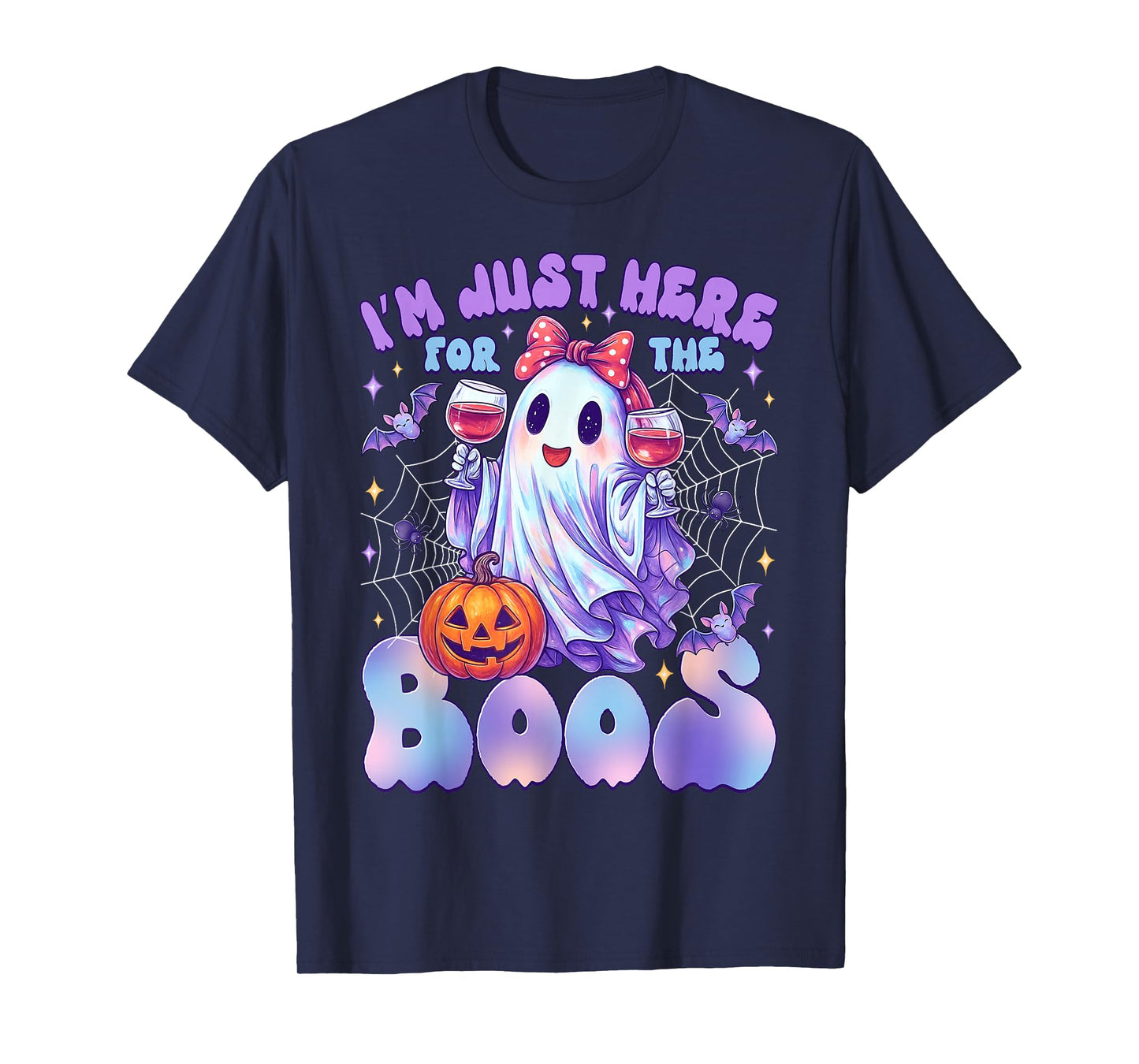 Funny I'm Just Here for The Boos Cute Halloween Ghost Women T-Shirt