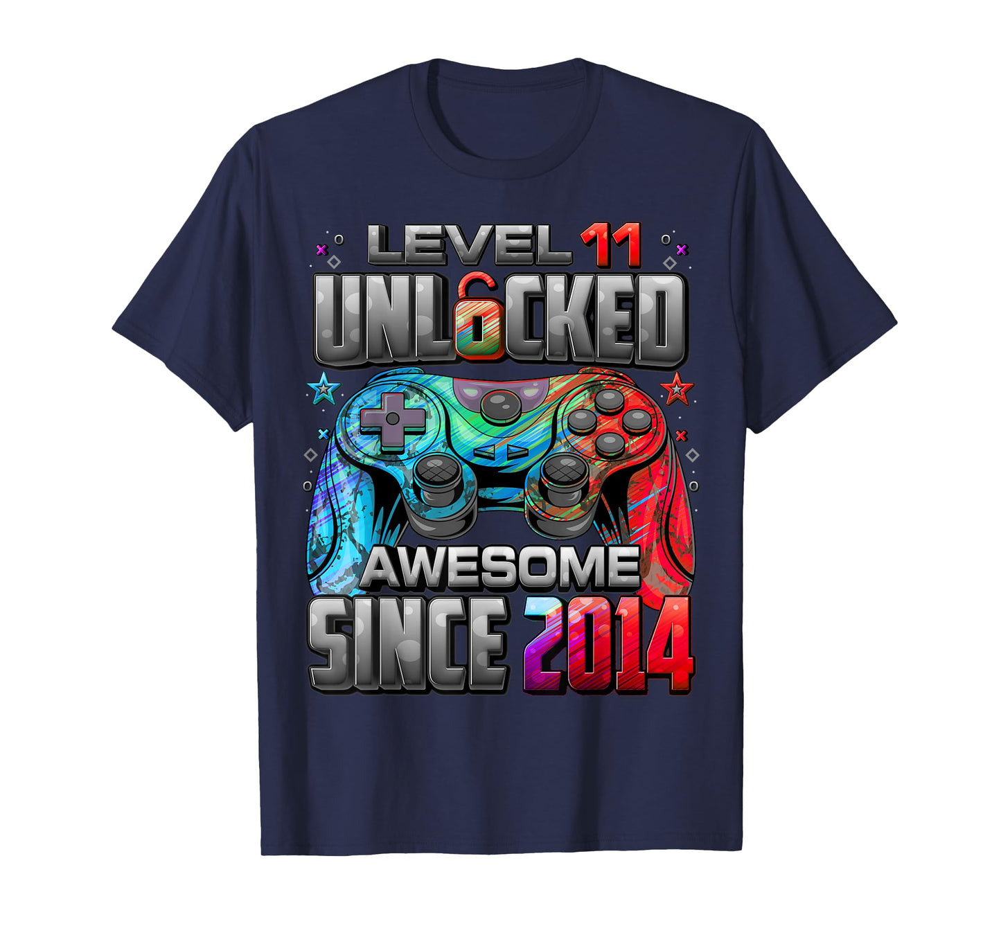 Level 11 Unlocked Awesome Since 2014 11th Birthday Gaming T-Shirt