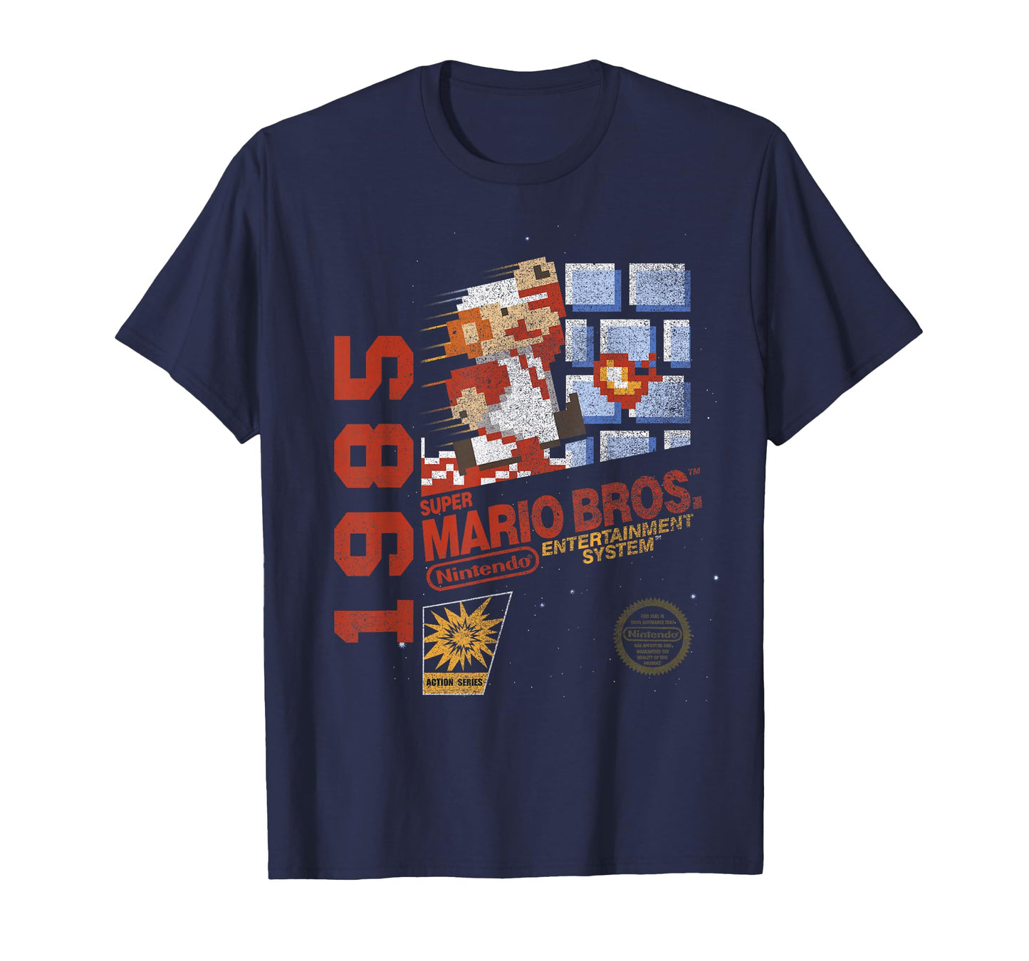 Super Mario Bros NES 1985 Retro 8-Bit Nintendo Game Cover T-Shirt