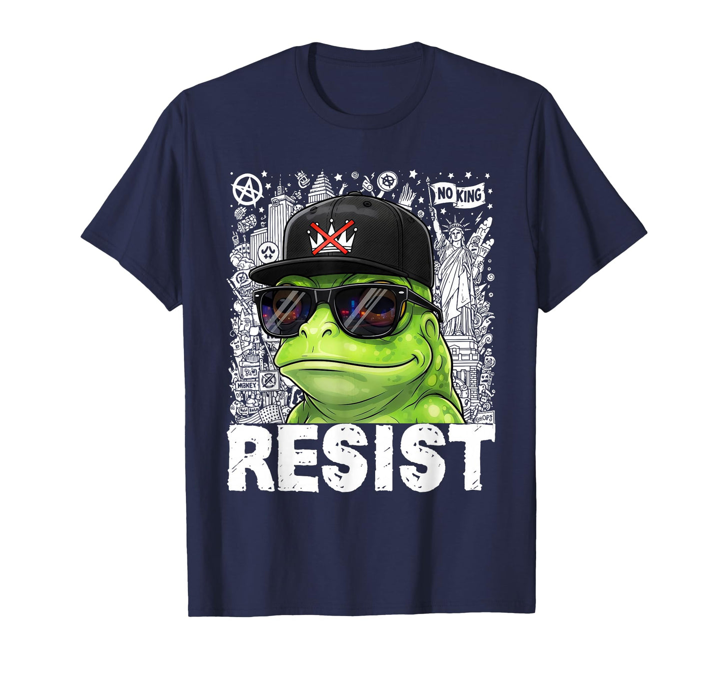 Vintage Cool Frog Resist No King Graphic Retro Streetwear T-Shirt