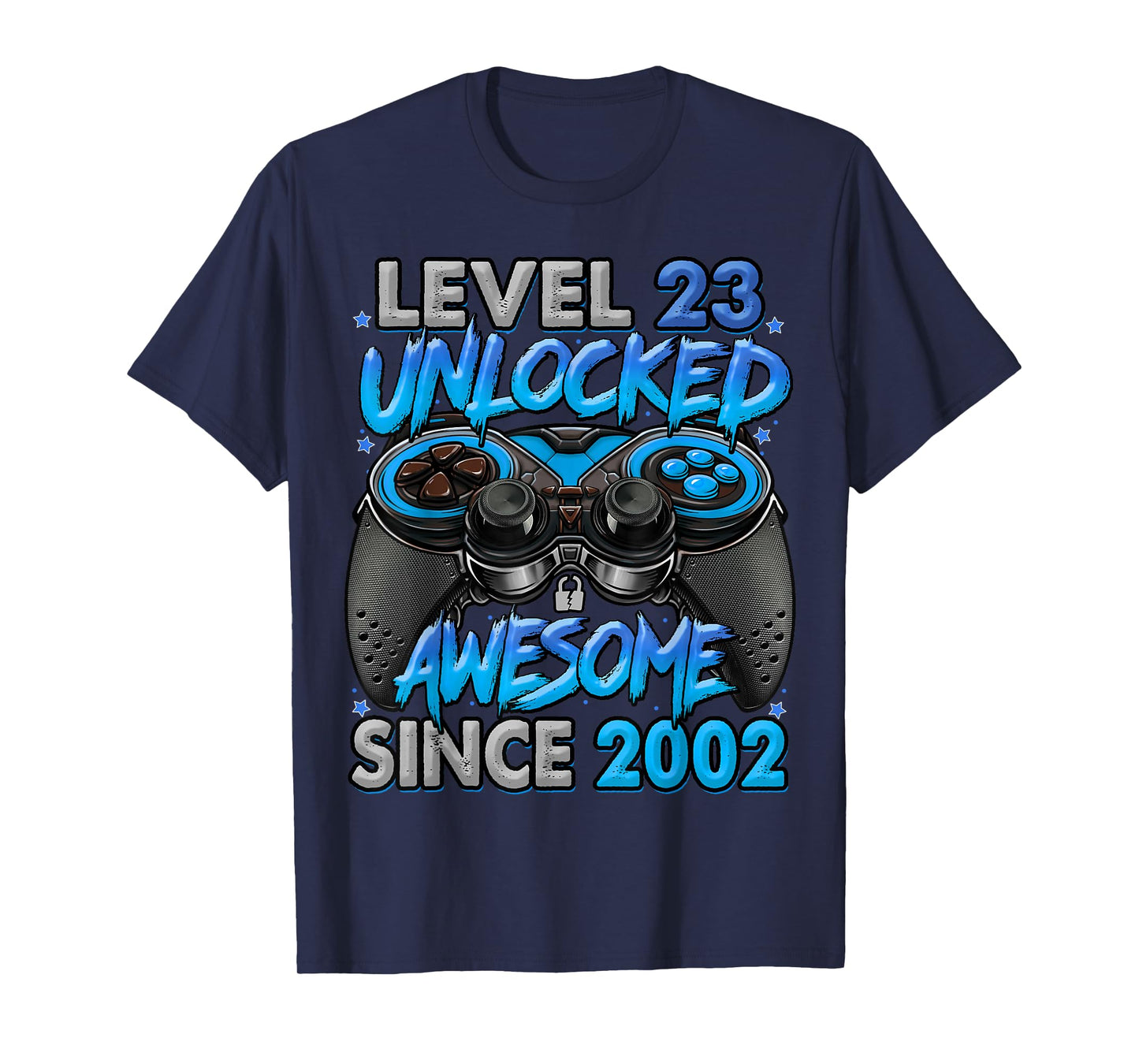 Level 23 Unlocked Awesome Since 2002 23rd Birthday Gaming T-Shirt