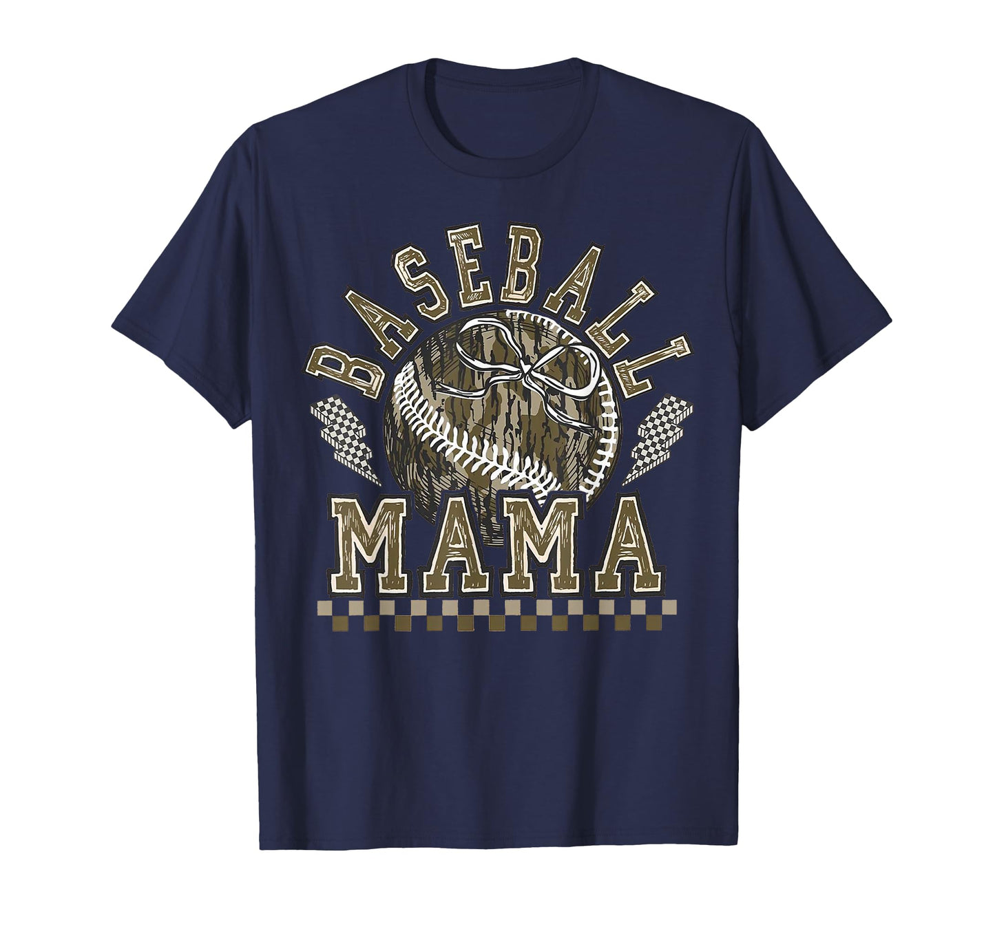 Retro Baseball Camo Mama Game Day Tis The Season Sports Mom T-Shirt