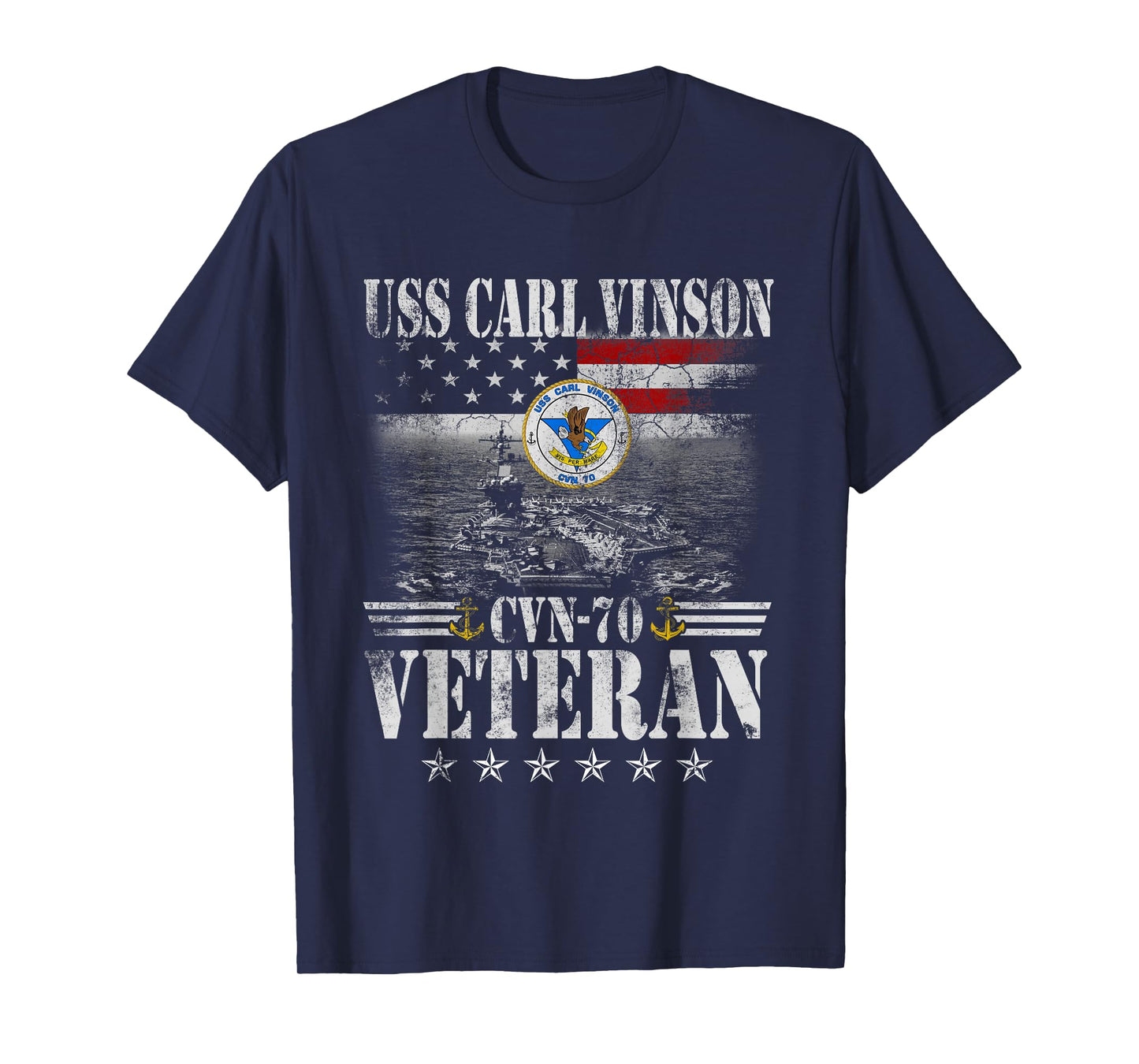 USS Carl Vinson CVN-70 Aircraft Carrier USA Flag Veteran Men T-Shirt
