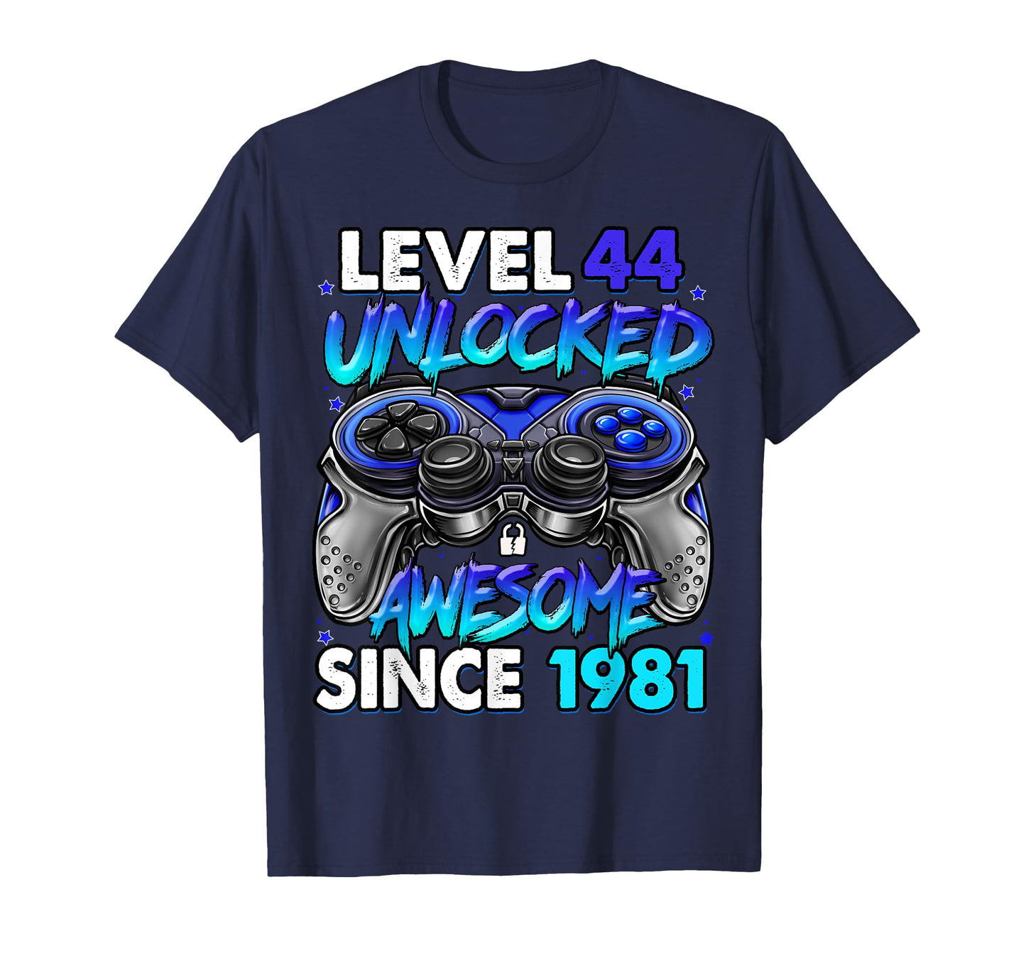 Level 44 Unlocked Awesome Since 1981 44th Birthday Gaming T-Shirt