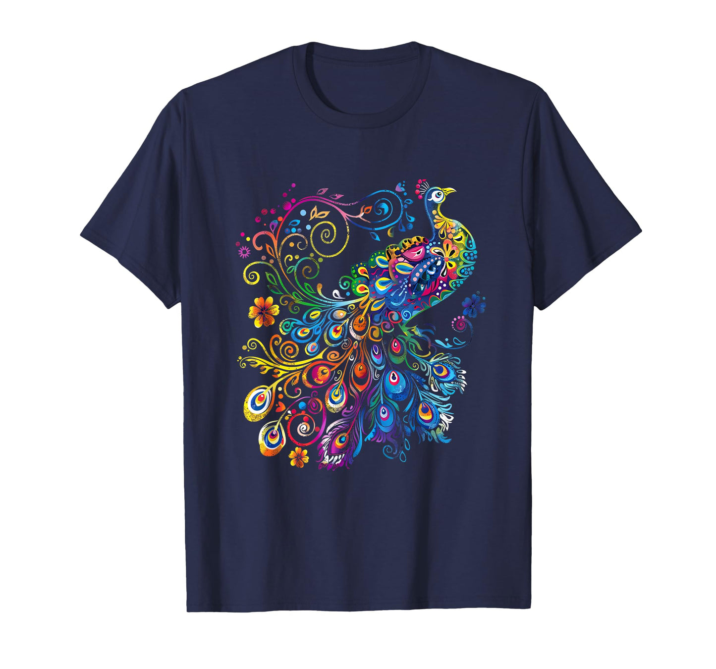 Feather Peacock Lover Artwork Animal Colorful Peacock Bird T-Shirt