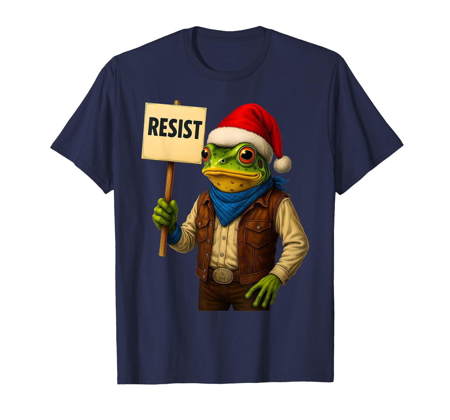 Funny Santa Frog Protest for Men and Women No Kings T-Shirt