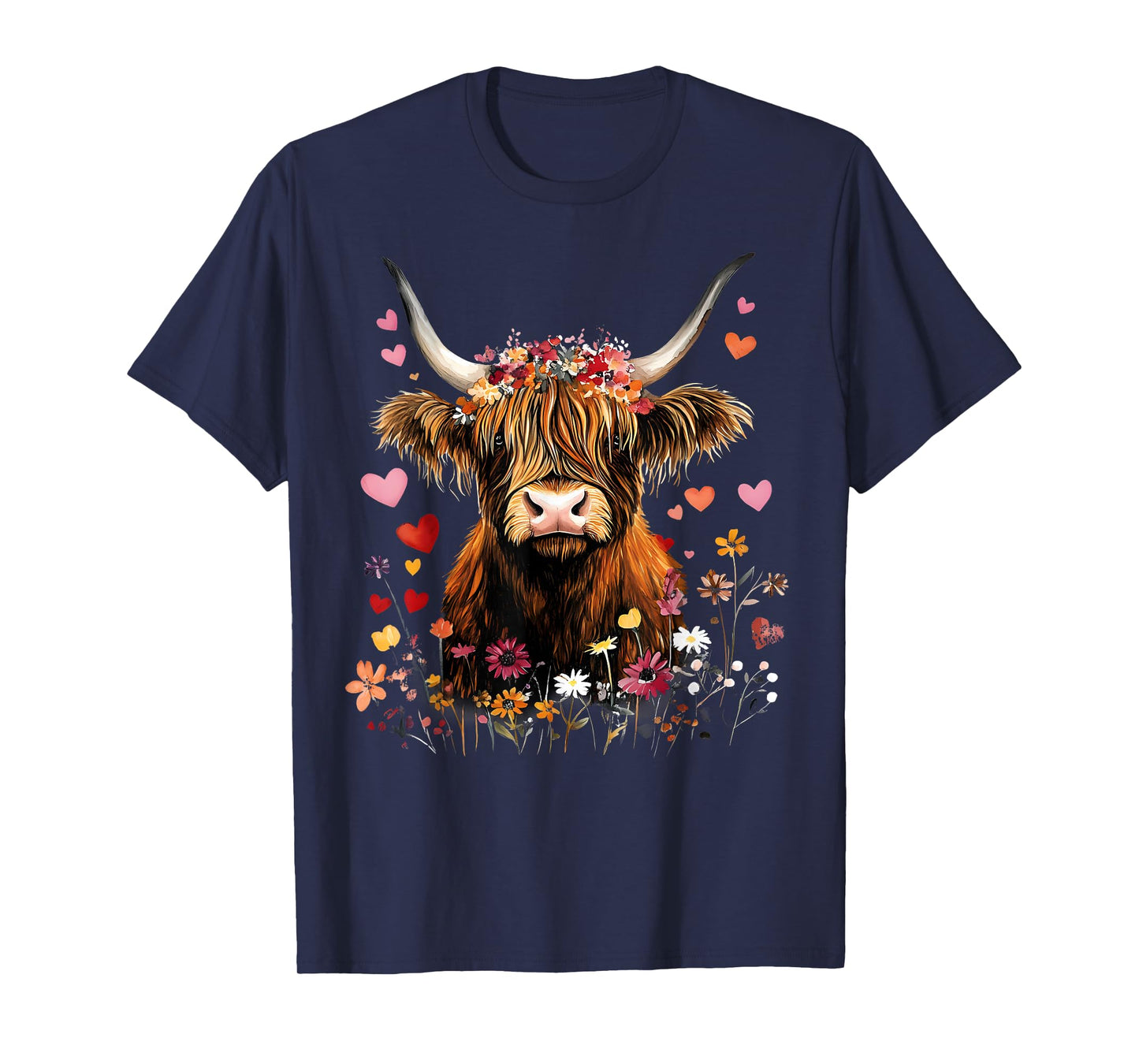 Scottish Highlander Cow Messy Bun Scottish Highland Cow T-Shirt