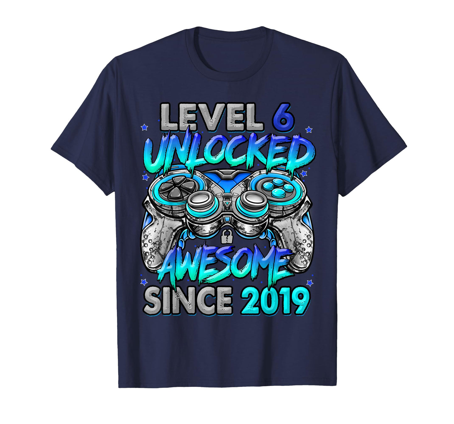 Level 6 Unlocked Awesome Since 2019 6th Birthday Gaming T-Shirt