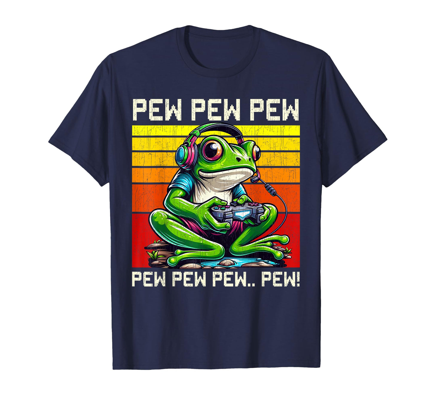 Frog Gamer Pew Funny Video Games Vintage Boys Men Girls T-Shirt
