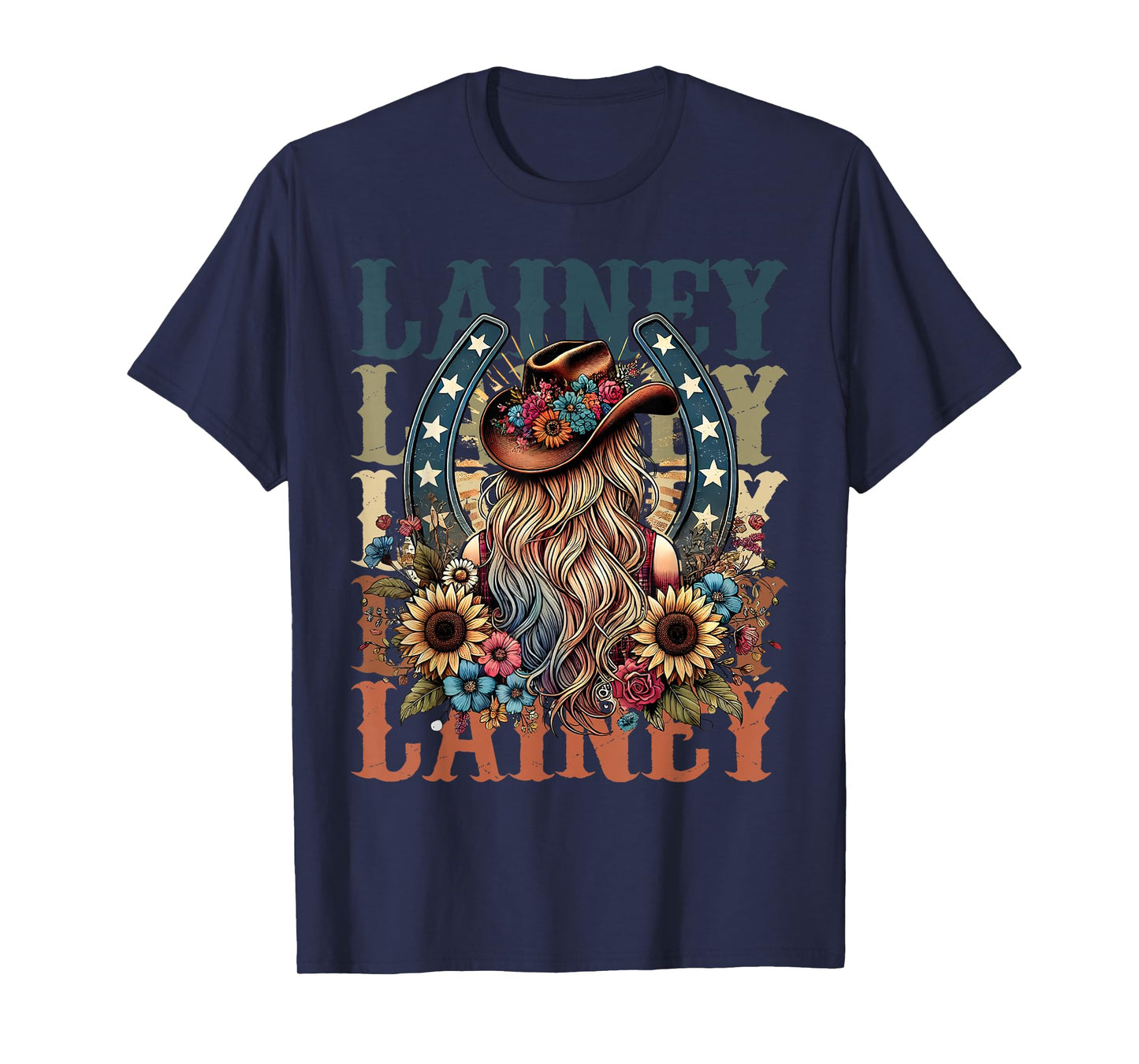 Cowgirl Lainey First Name Personalized Western Girls T-Shirt