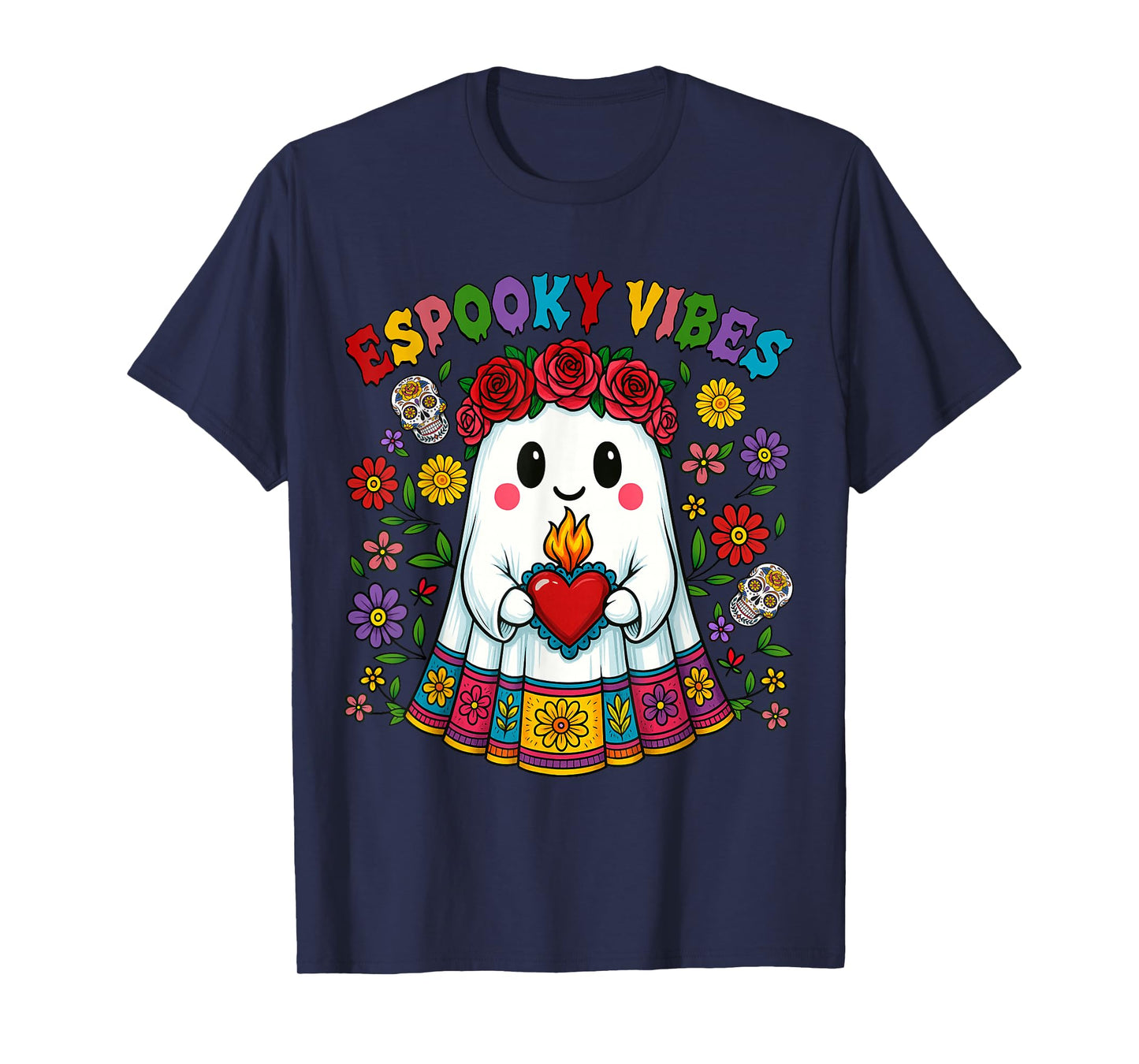 Espooky Vibes Halloween Mexican Concha Ghost Day of The Dead T-Shirt