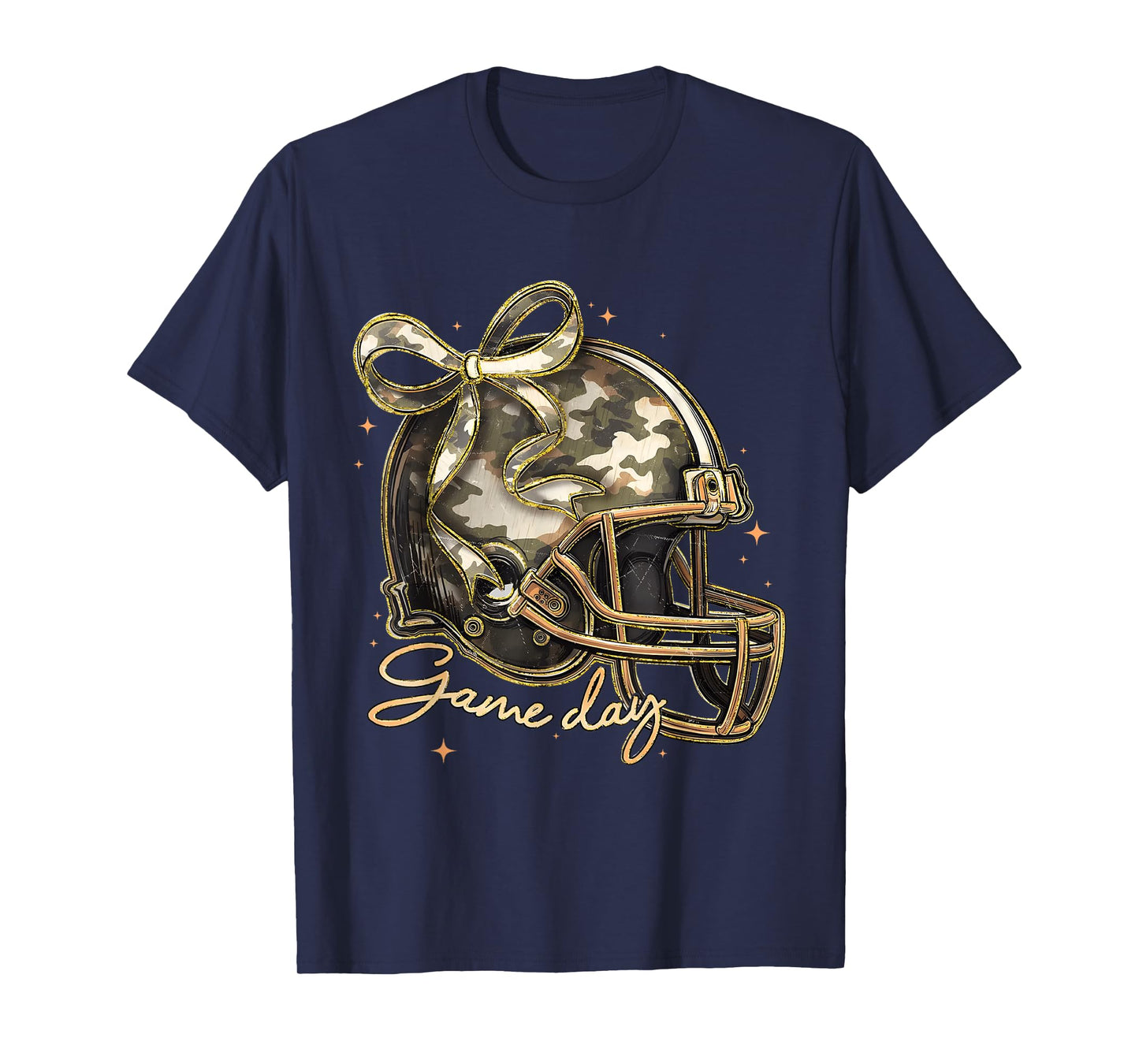 Touchdown Football Game Day Thanksgiving Camo Coquette Bow T-Shirt