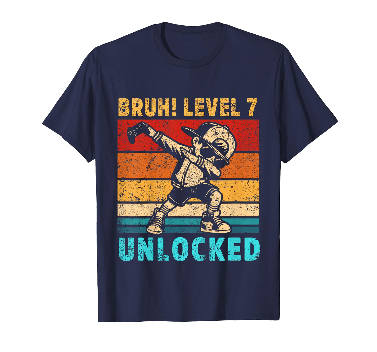 Kids 7 Year Old Birthday Dabbing Boy Bruh 7th level unlocked T-Shirt