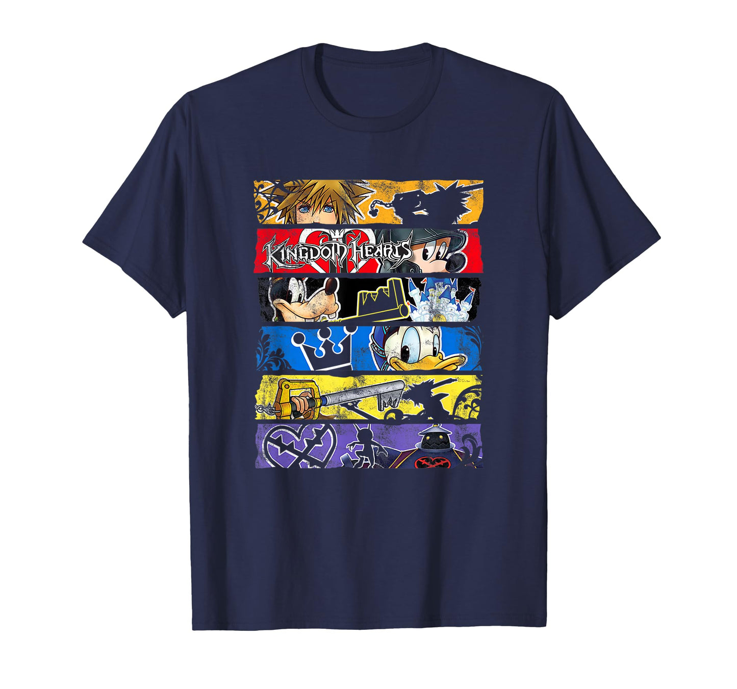 Disney Kingdom Hearts Epic Character Panels Distressed Logo T-Shirt