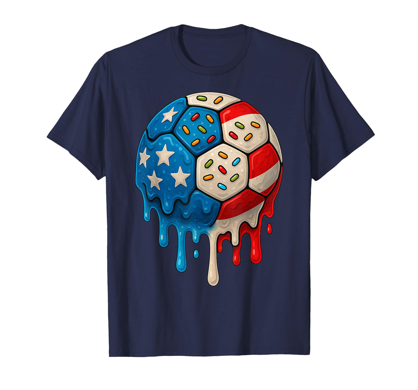 Ice Cream Drip Soccer Stuff 4th of July Boys Kids T-Shirt