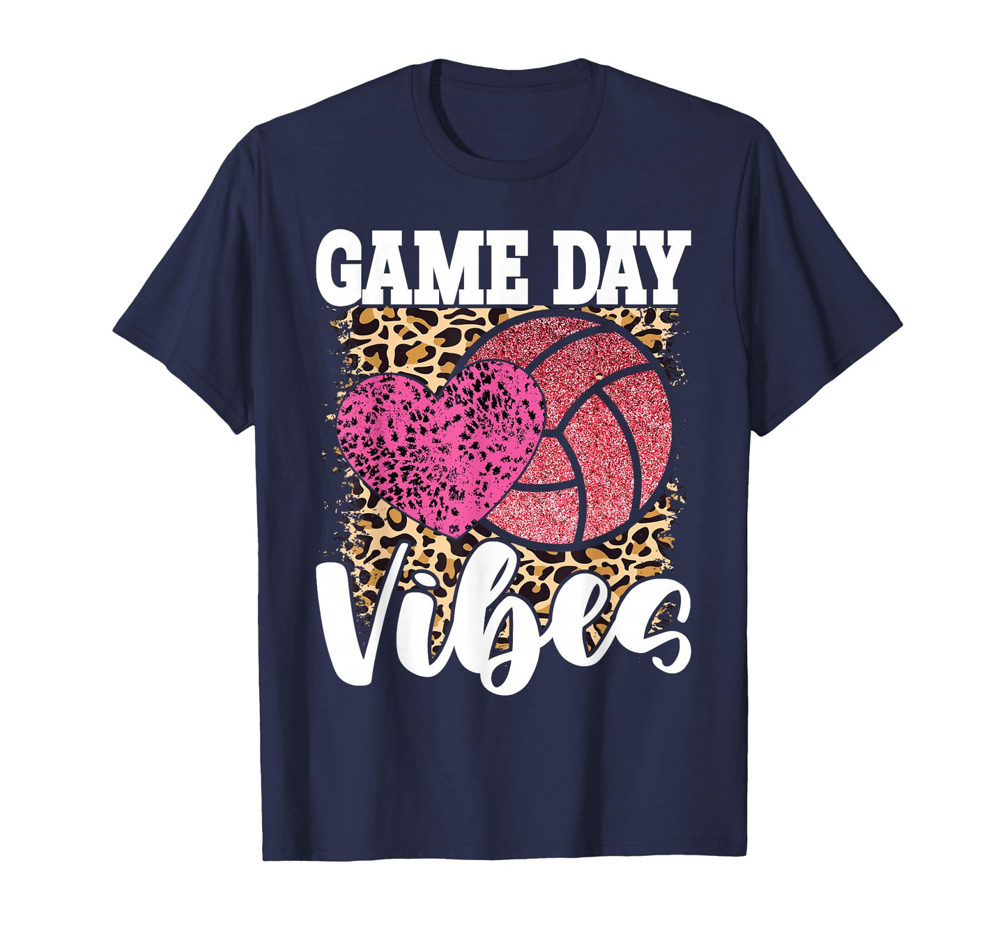 Game Day Volleyball Leopard Print Women Ladies Volleyball T-Shirt