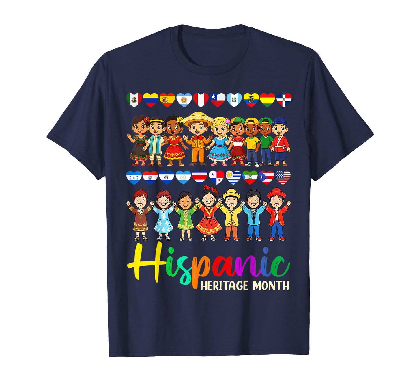 Hispanic Heritage Month Latin Countries Hands Heart Flags T-Shirt