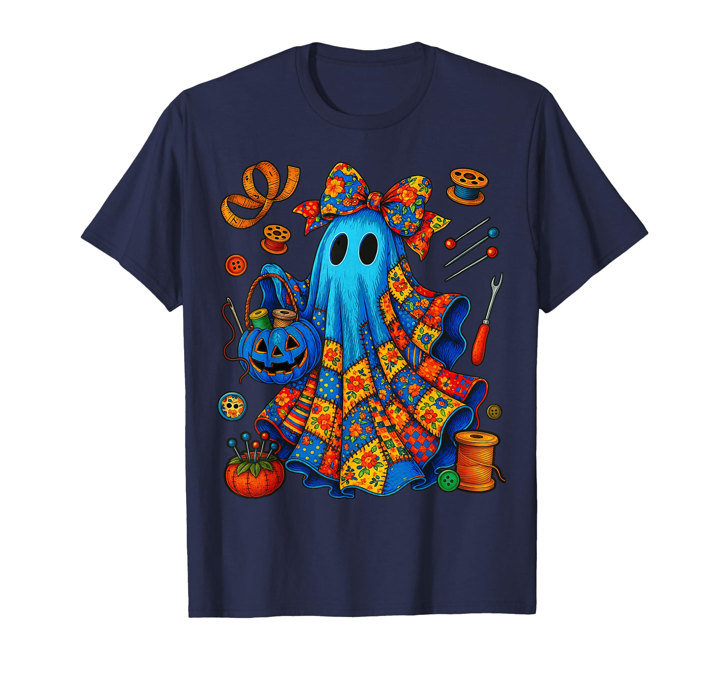 Halloween Boo Ghost Patchwork Quilter Quilting Sewing Womens T-Shirt