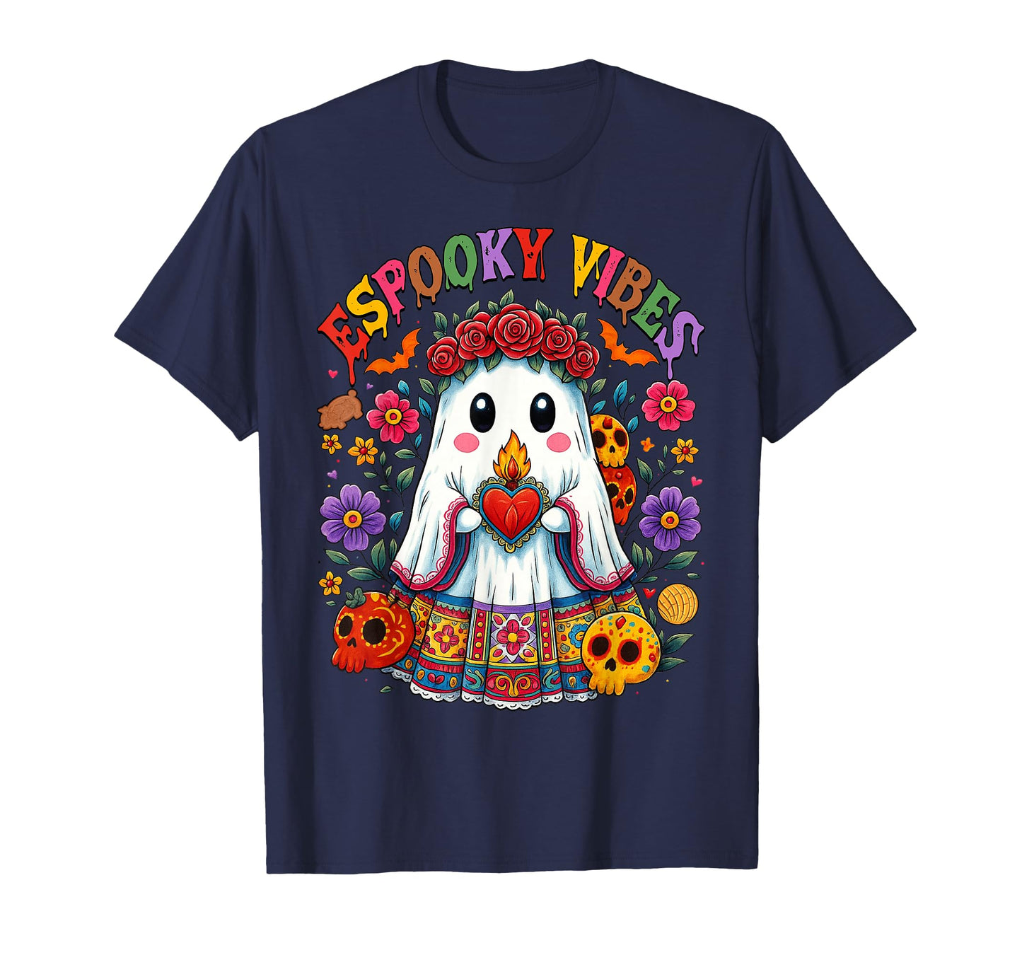 Espooky Vibes Spanish Mexican Halloween Ghost Teacher Boo T-Shirt