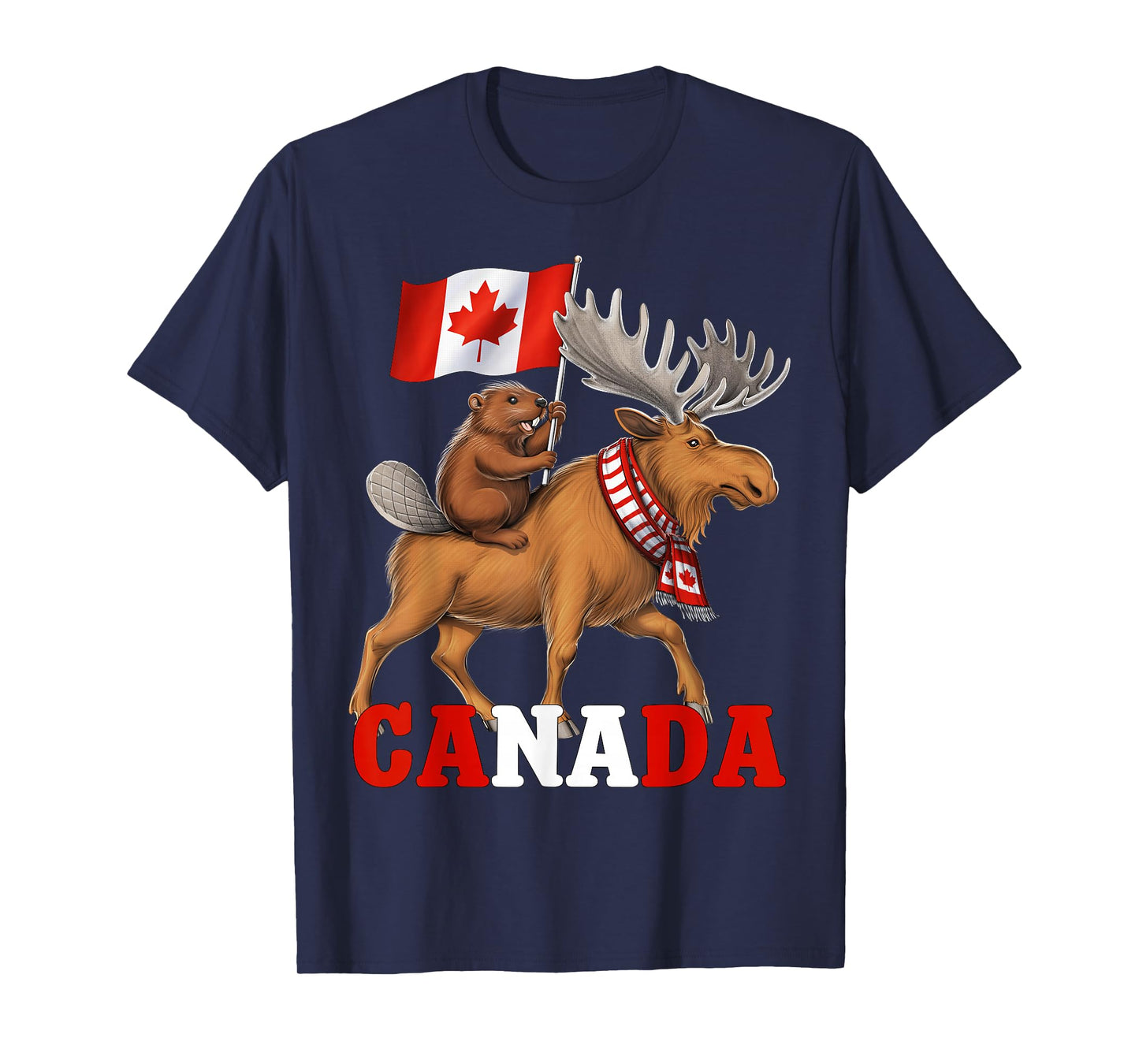 Canada Beaver Moose Canadian Flag Maple Leaf Canada Patriot T-Shirt