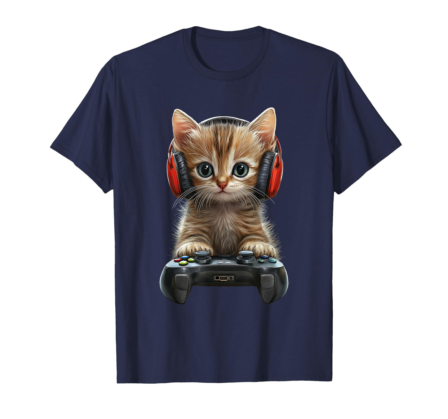 Cute Cat Kitten Gamer Gaming Game Funny Graphic T-Shirt