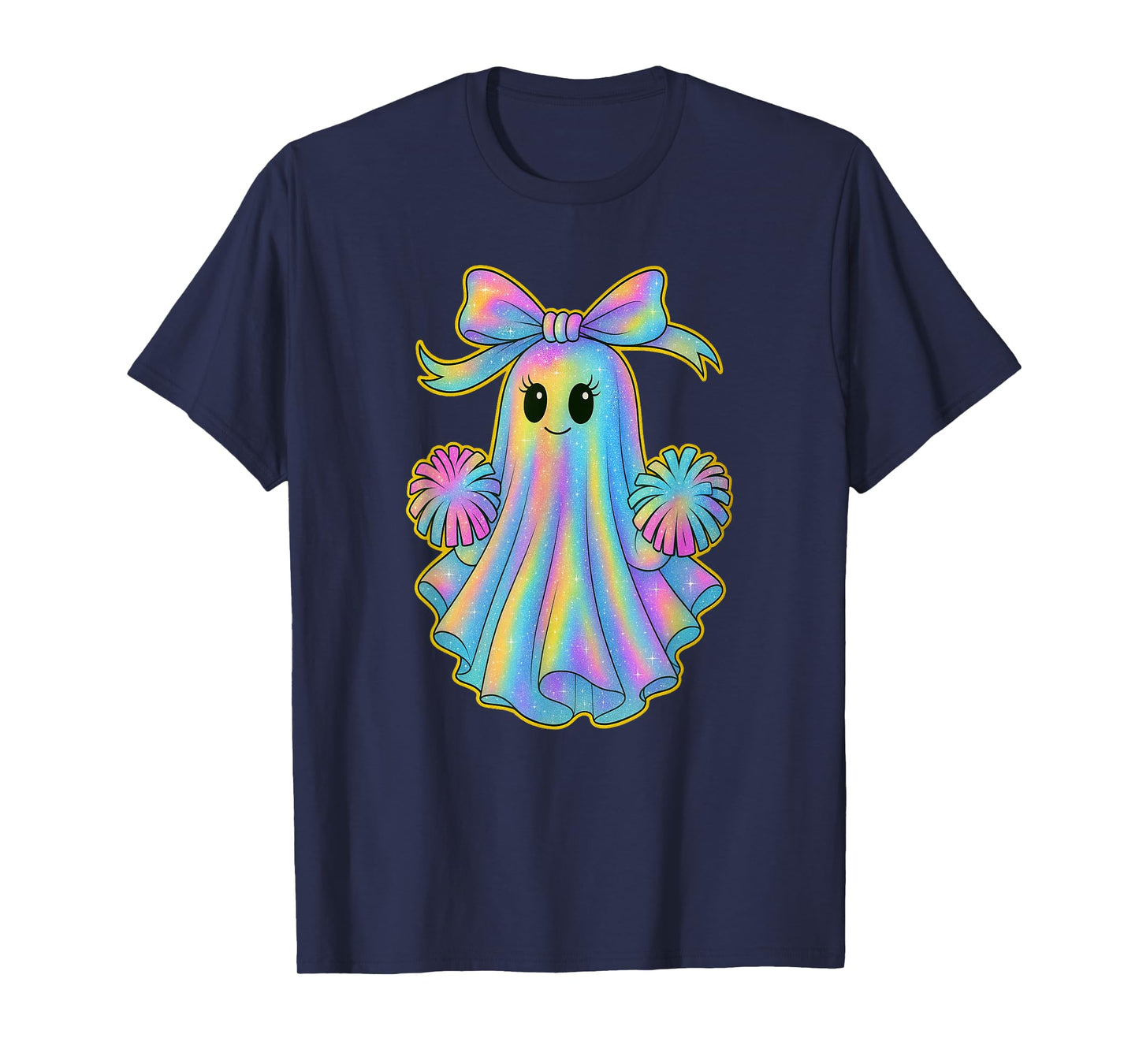 Cute Cheerleader Ghost Lover Pastel Halloween Coquette Bow T-Shirt