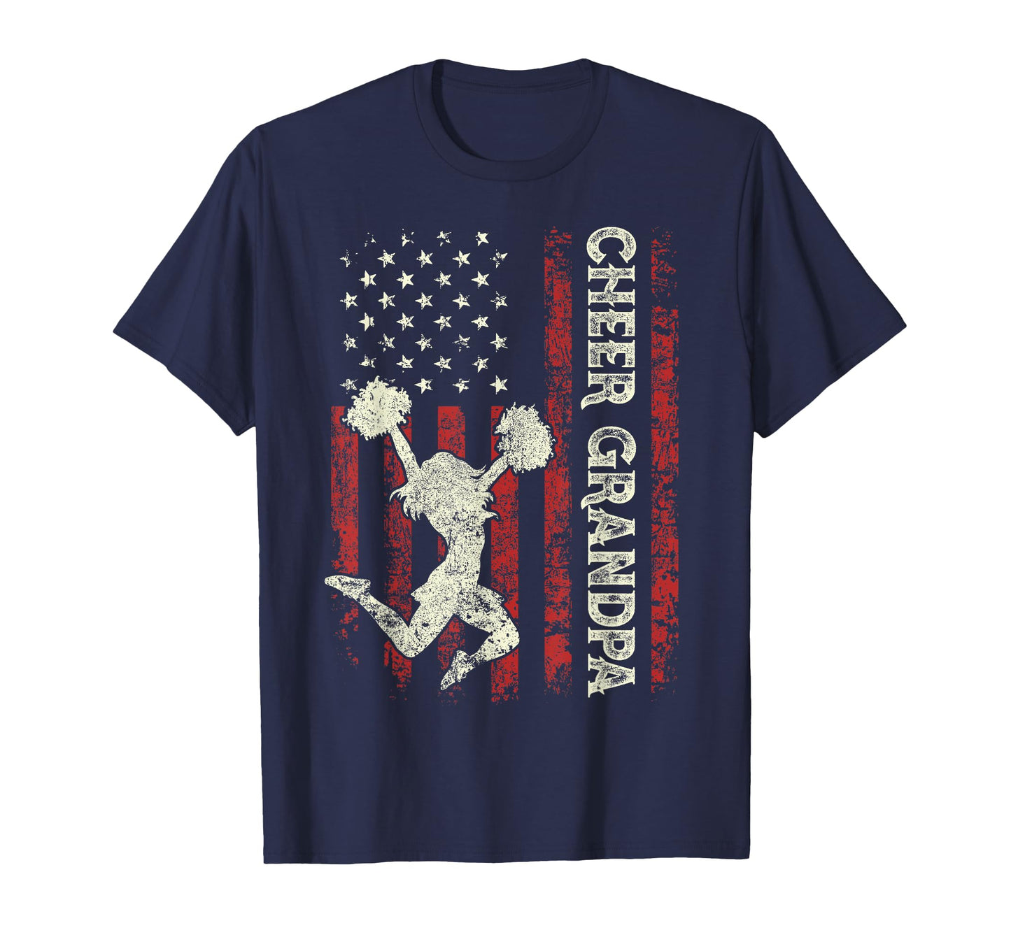 Cheer Grandpa US Flag Dad Patriotic Cheerleader Fathers Day T-Shirt