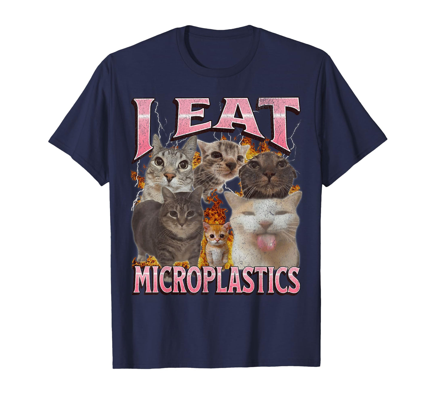 I Eat Microplastics Funny Cat Meme Bootleg Graphic T-Shirt for Men Women