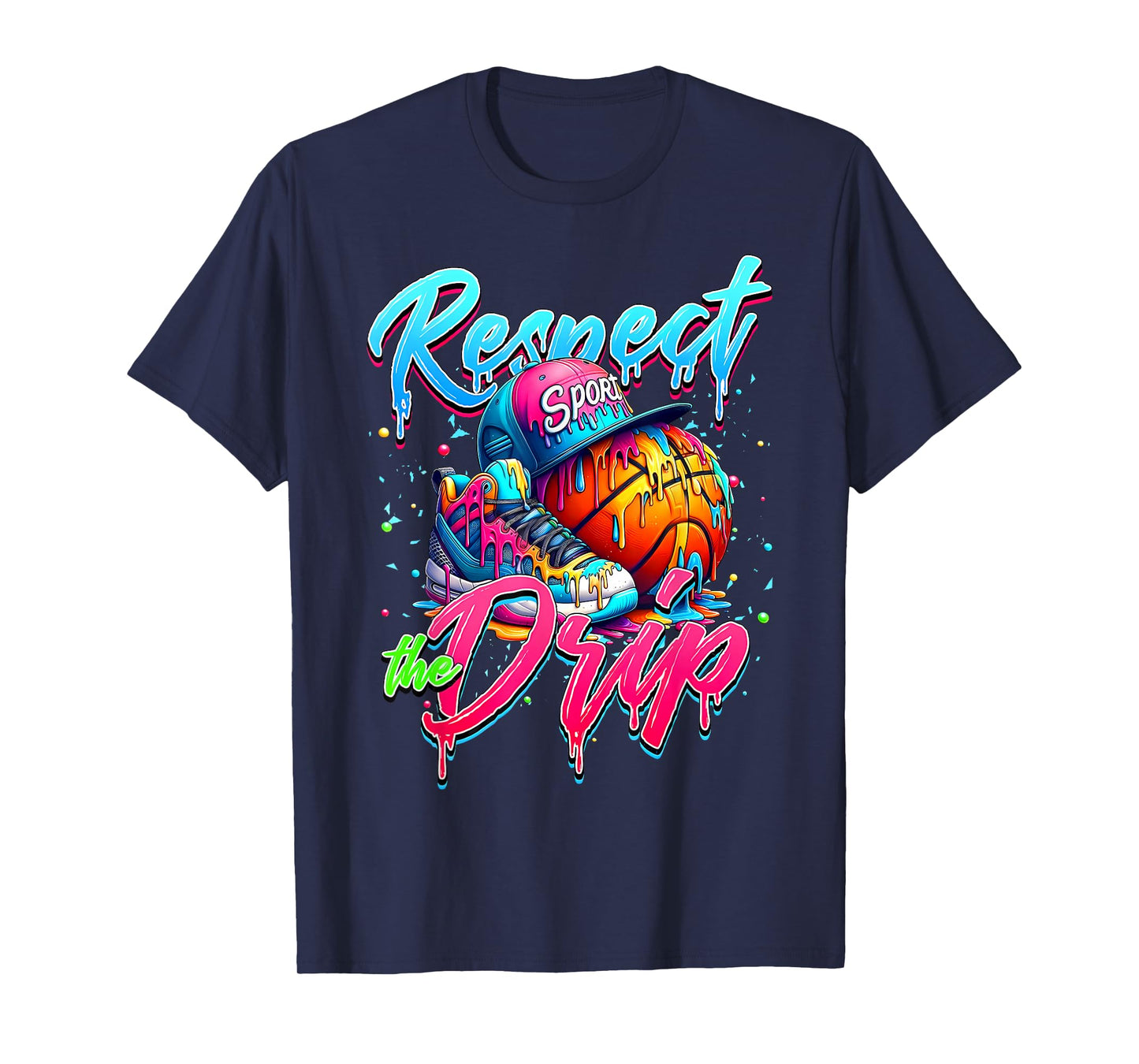 Respect The Drip Basketball Ice Cream Drip With Sprinkles T-Shirt