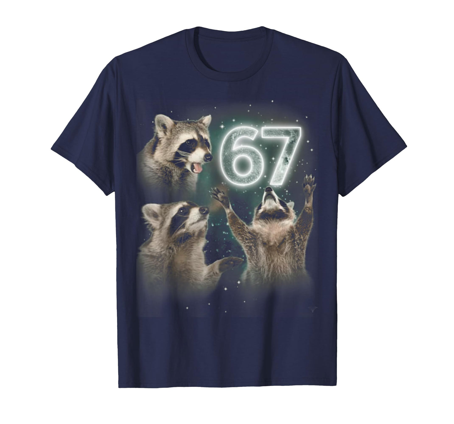 67 Meme Racoon Howling at The Moon 67 T-Shirt 6 7 Halloween T-Shirt