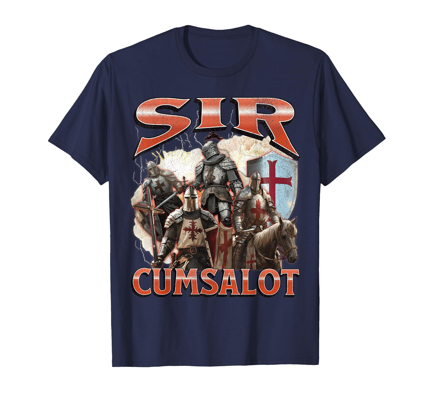 Sir Cumsalot Funny Offensive Knight Meme Bootleg Graphic T-Shirt