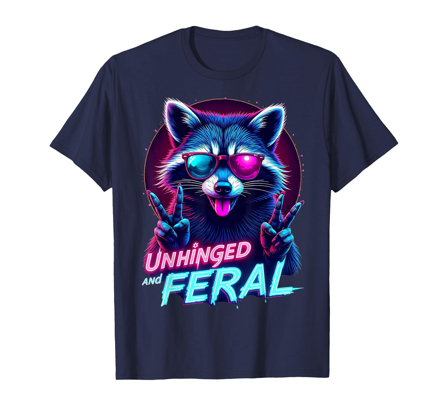 Cyberpunk Raccoon Unhinged and Feral Vaporwave Aesthetic T-Shirt