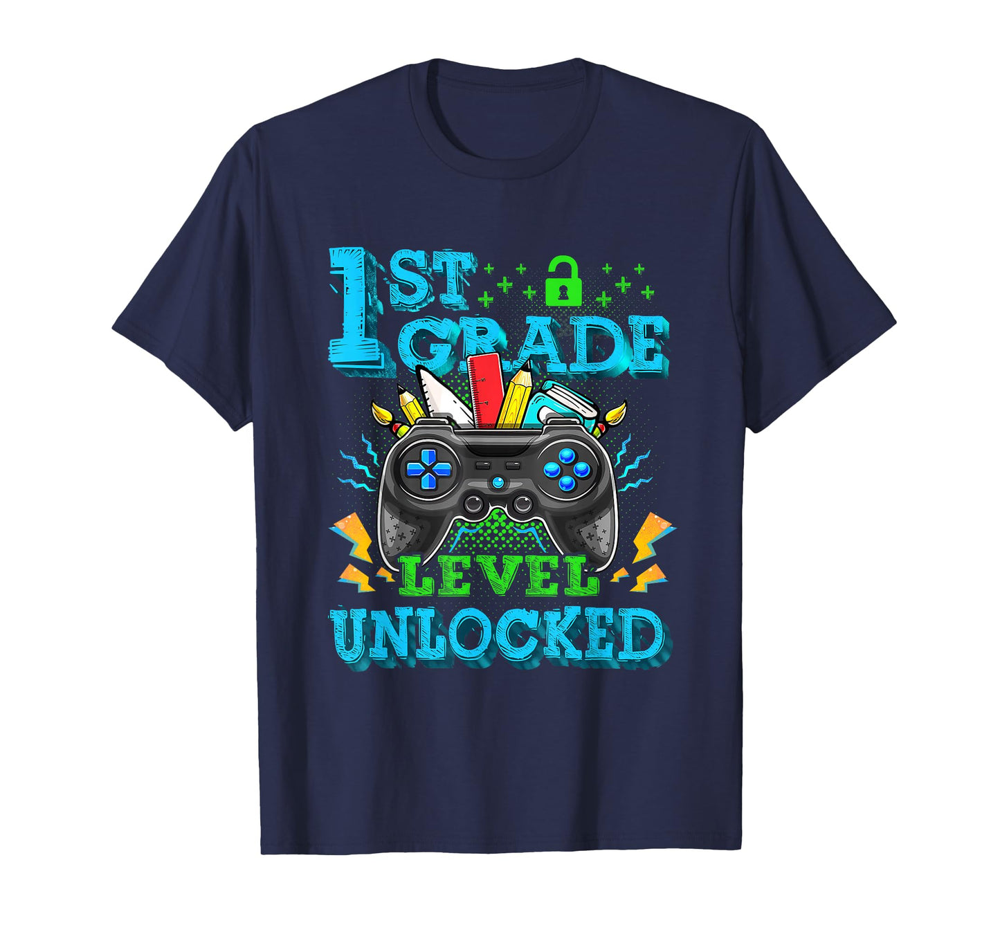 1st Grade Level Unlocked Video Game Back to School Boys T-Shirt