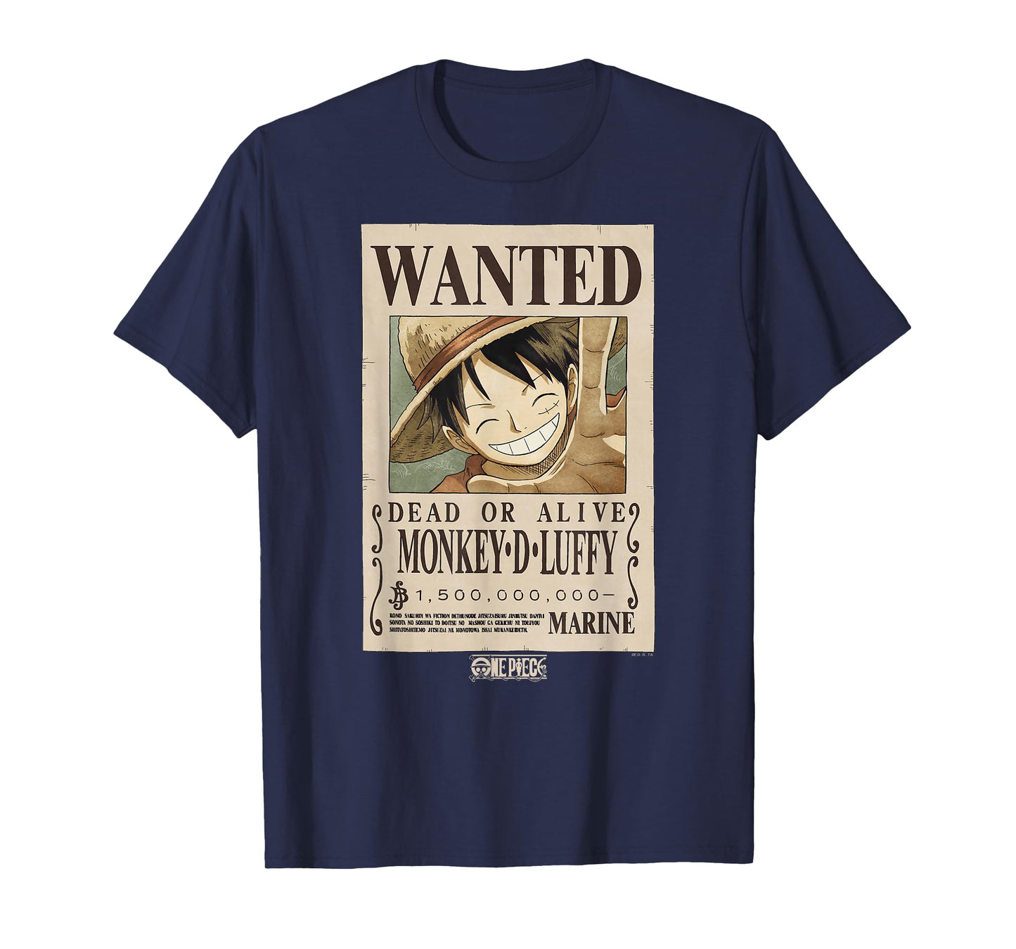 One Piece Anime Monkey D. Luffy Wanted Poster T-Shirt