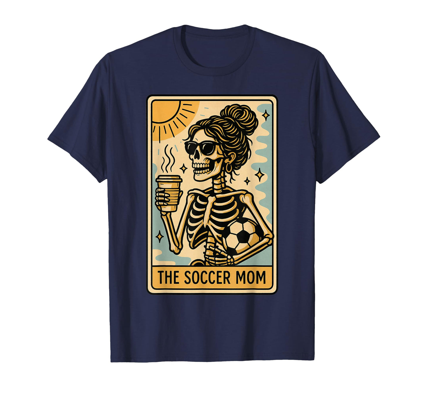 Funny Halloween Soccer Mama Mom Skeleton Tarot Card T-Shirt