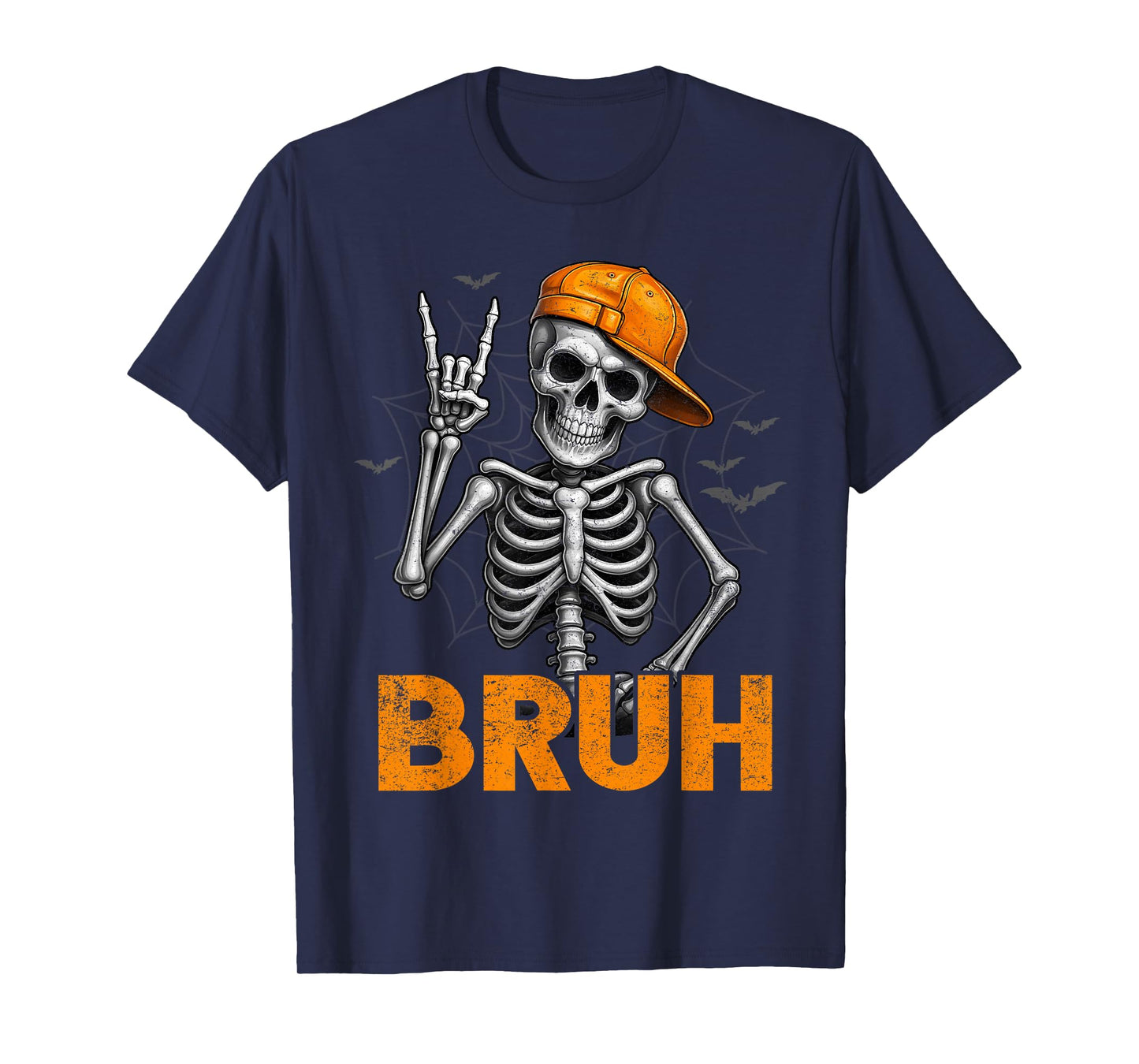 Bruh Spooky Rock Skeleton Halloween Customes Boys Mens T-Shirt