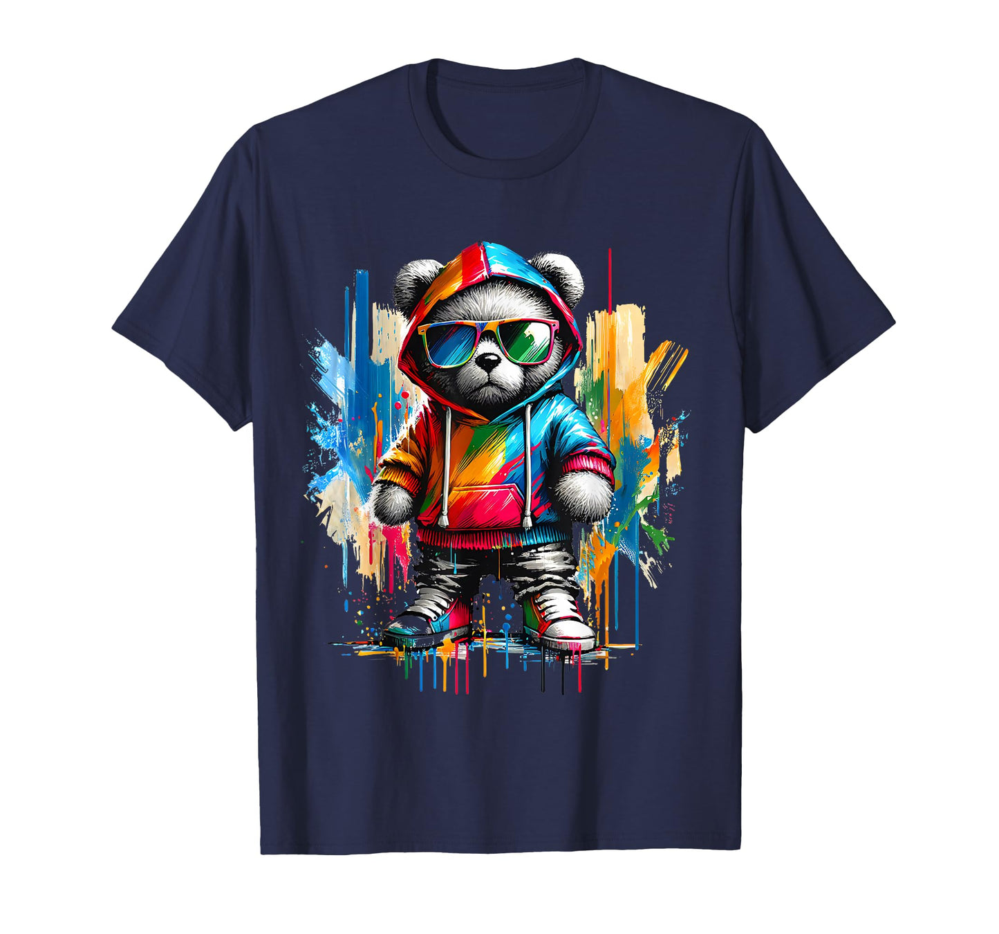 Graphic Teddy Bear Cool Bears Hip Hop Streetwear Colorful T-Shirt