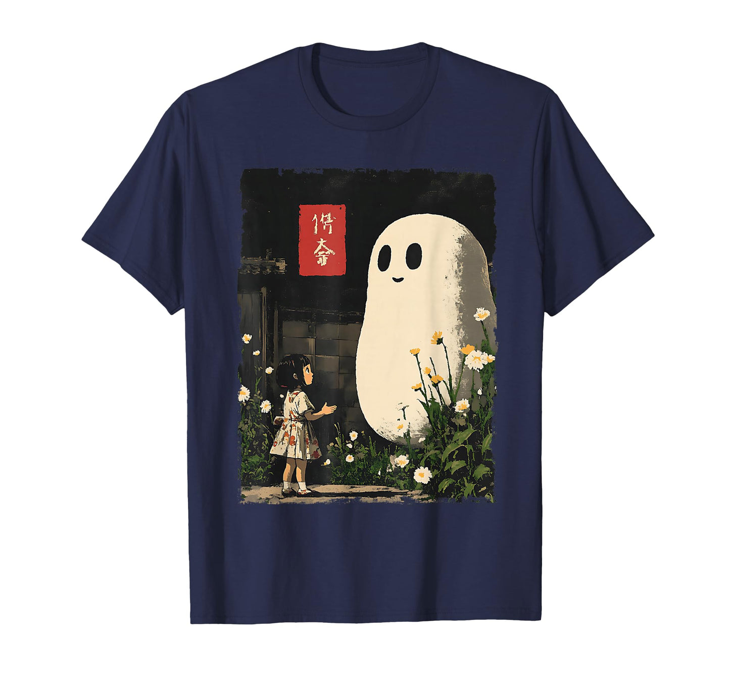 Vintage Japanese Anime Ghost Kawaii Halloween Graphic Tee T-Shirt