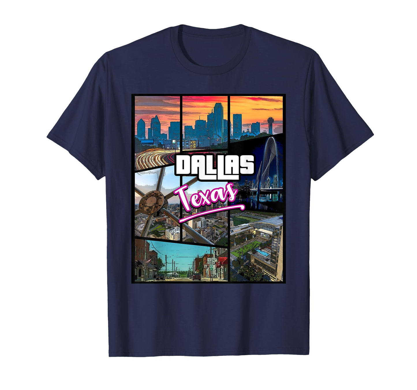 Dallas City Skyline Beautiful Tour Place Game style T-Shirt
