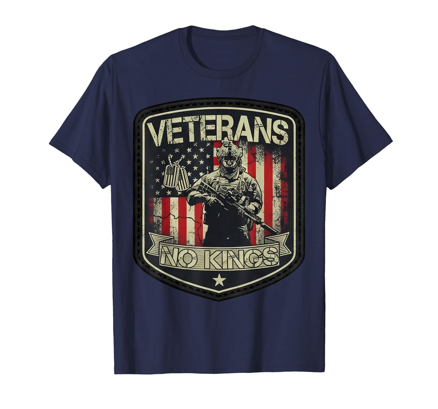 No Kings Veterans Patriotic America Flag Men Women T-Shirt