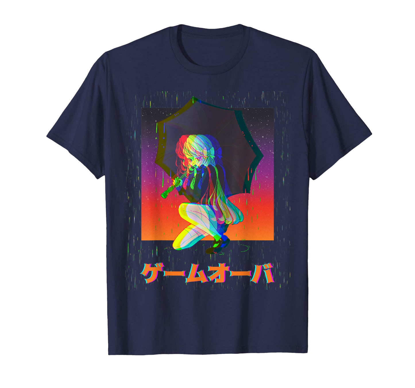 Sad Anime Girl Game Over Glitch Japanese Vaporwave T-Shirt
